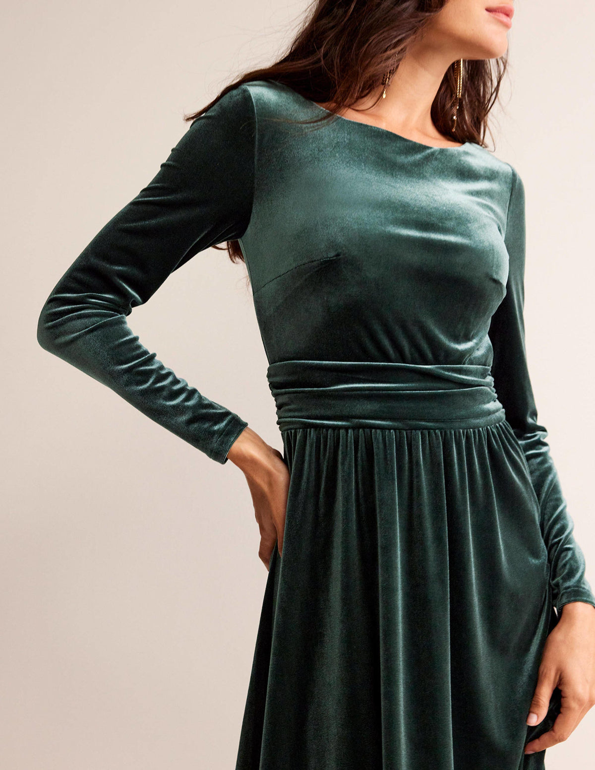 Abigail Velvet Midi Dress-Chatsworth Green - Image 2