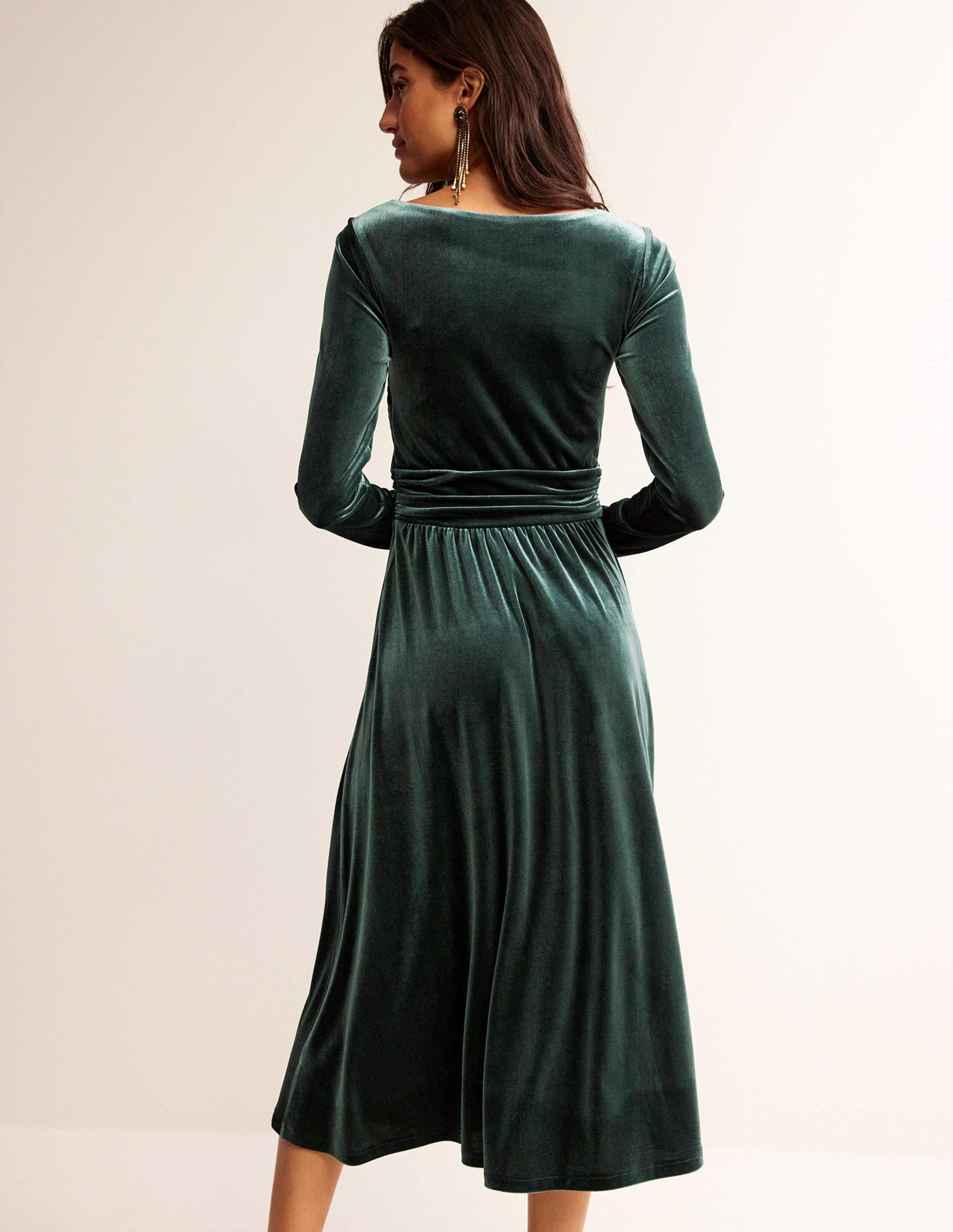 Abigail Velvet Midi Dress-Chatsworth Green - Image 3