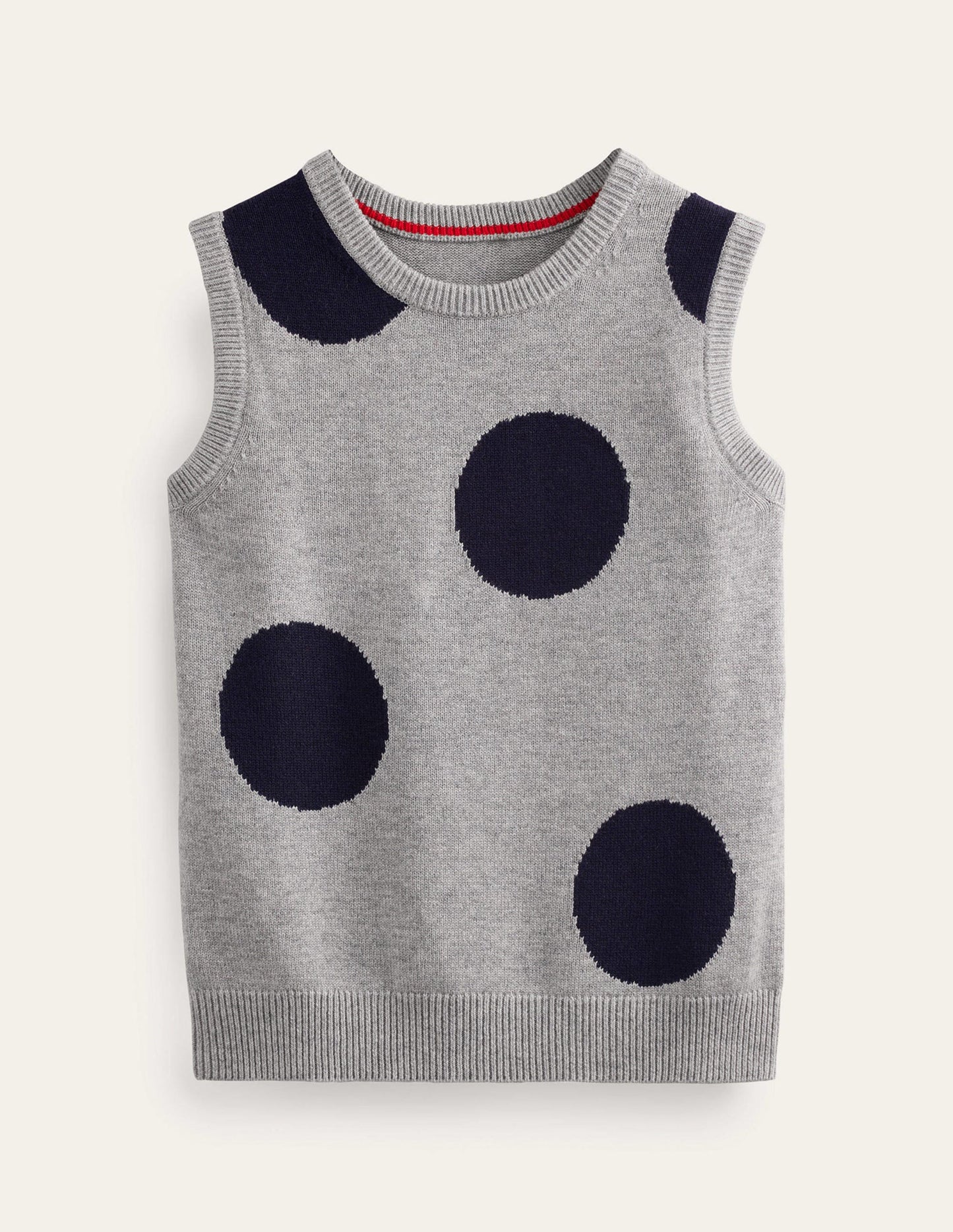 Fiona Tank-Grey Melange, Navy Spot