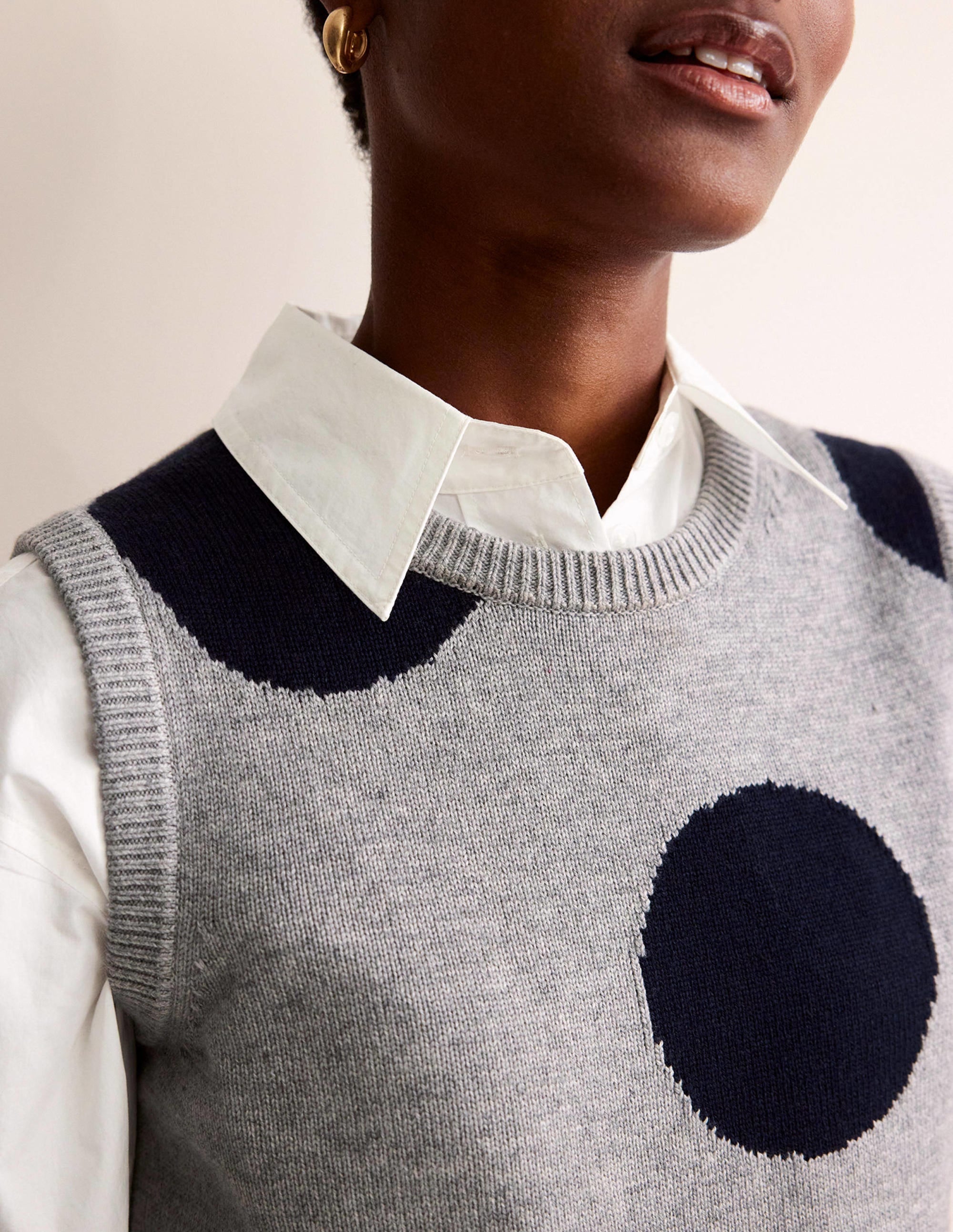 Fiona Tank-Grey Melange, Navy Spot - Image 2