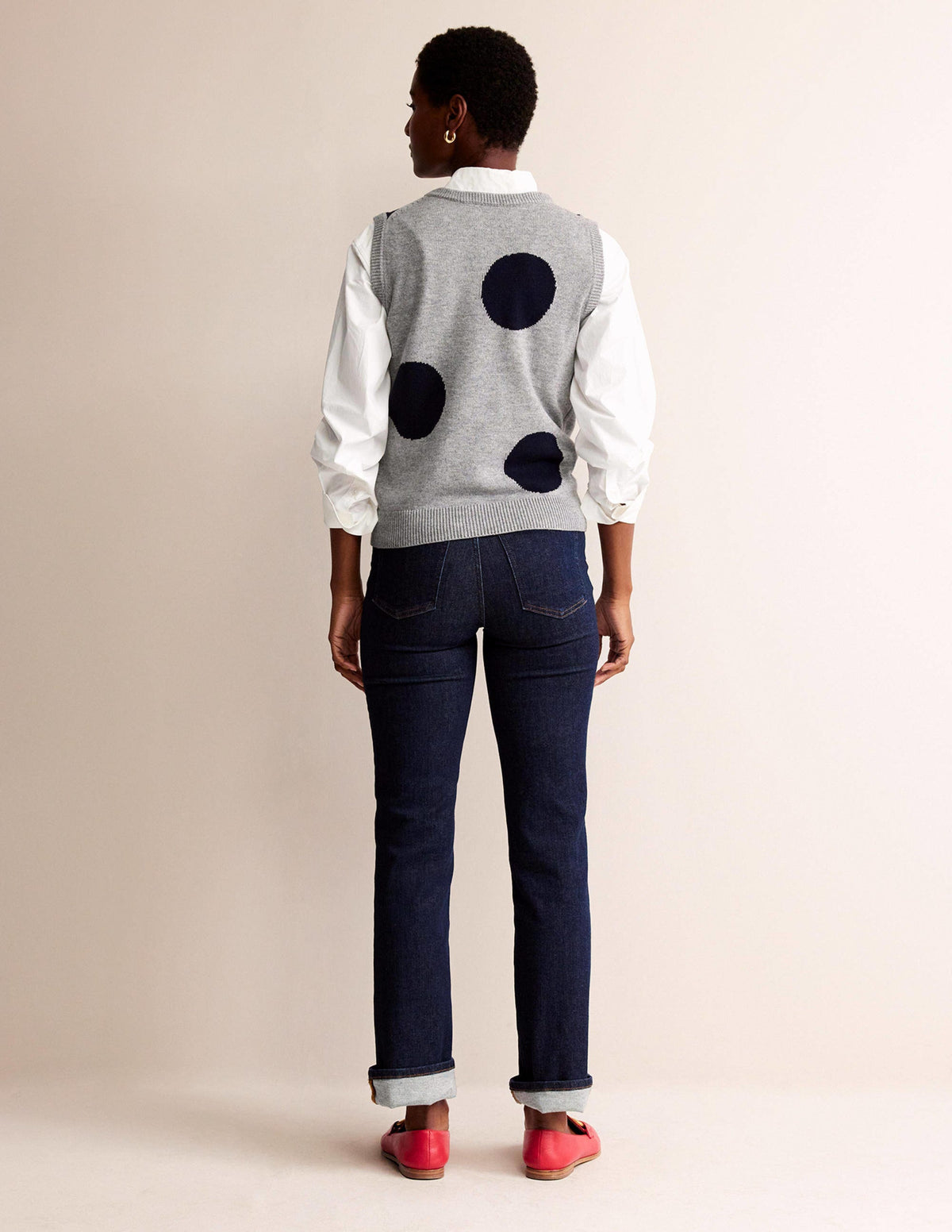 Fiona Tank-Grey Melange, Navy Spot - Image 6