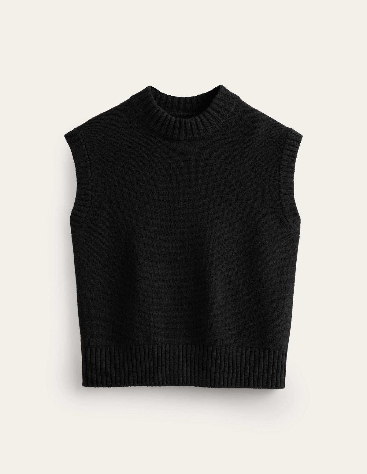 Chunky Cashmere Crew Neck Tank-Black - Image 7