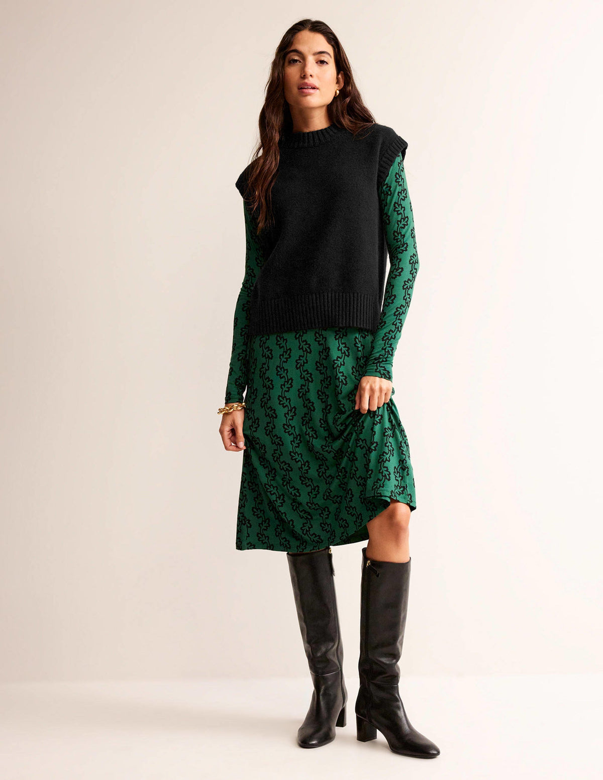 Chunky Cashmere Crew Neck Tank-Black - Image 4