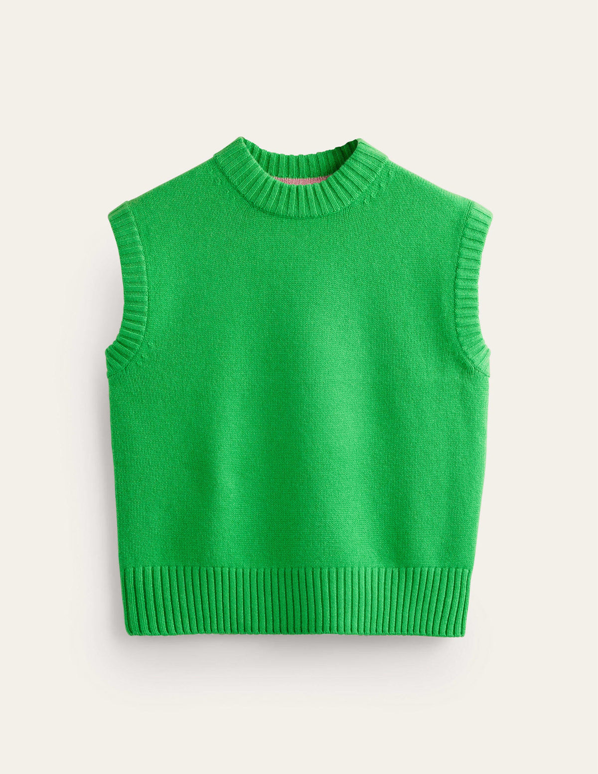 Chunky Cashmere Crew Neck Tank-Pigment Green - Image 6