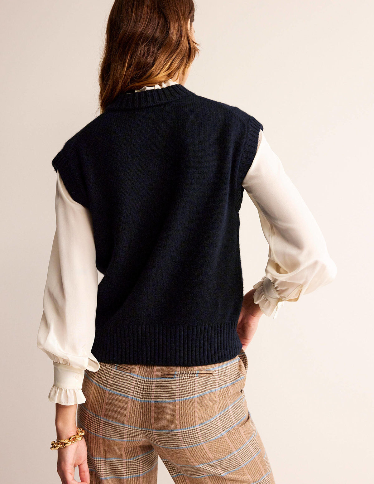 Chunky Cashmere Crew Neck Tank-navy - Image 3
