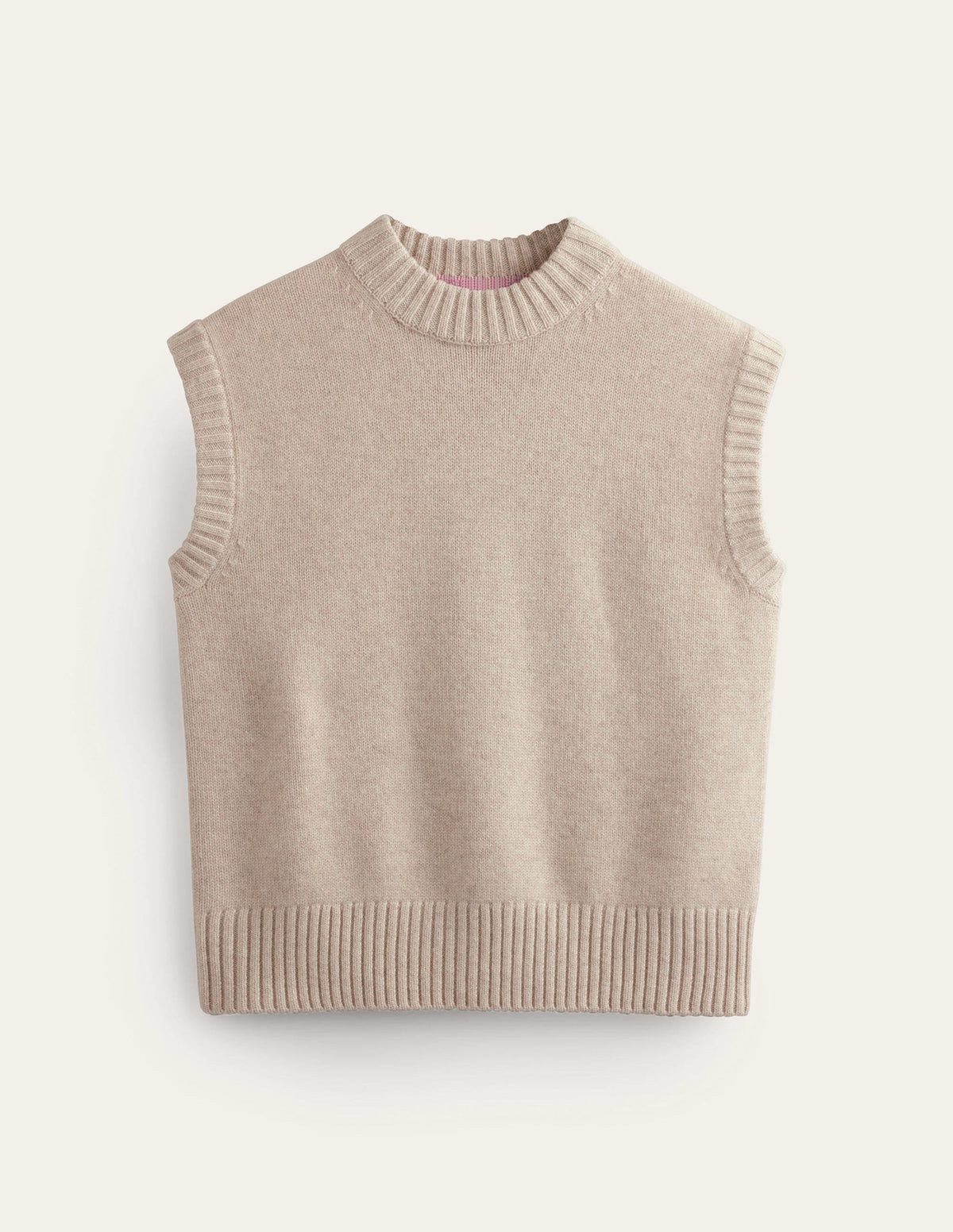 Chunky Cashmere Crew Neck Tank-Oatmeal - Image 5