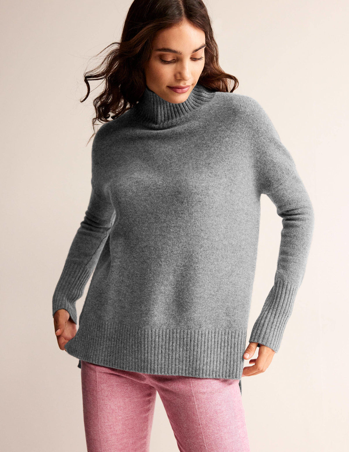 Jessica Oversized Jumper-Light Charcoal Melange - Image 1