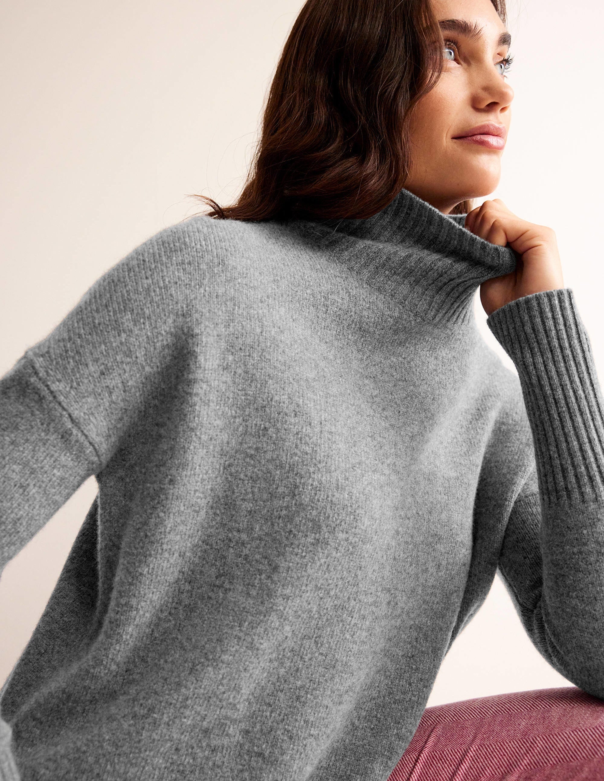 Jessica Oversized Jumper-Light Charcoal Melange - Image 2