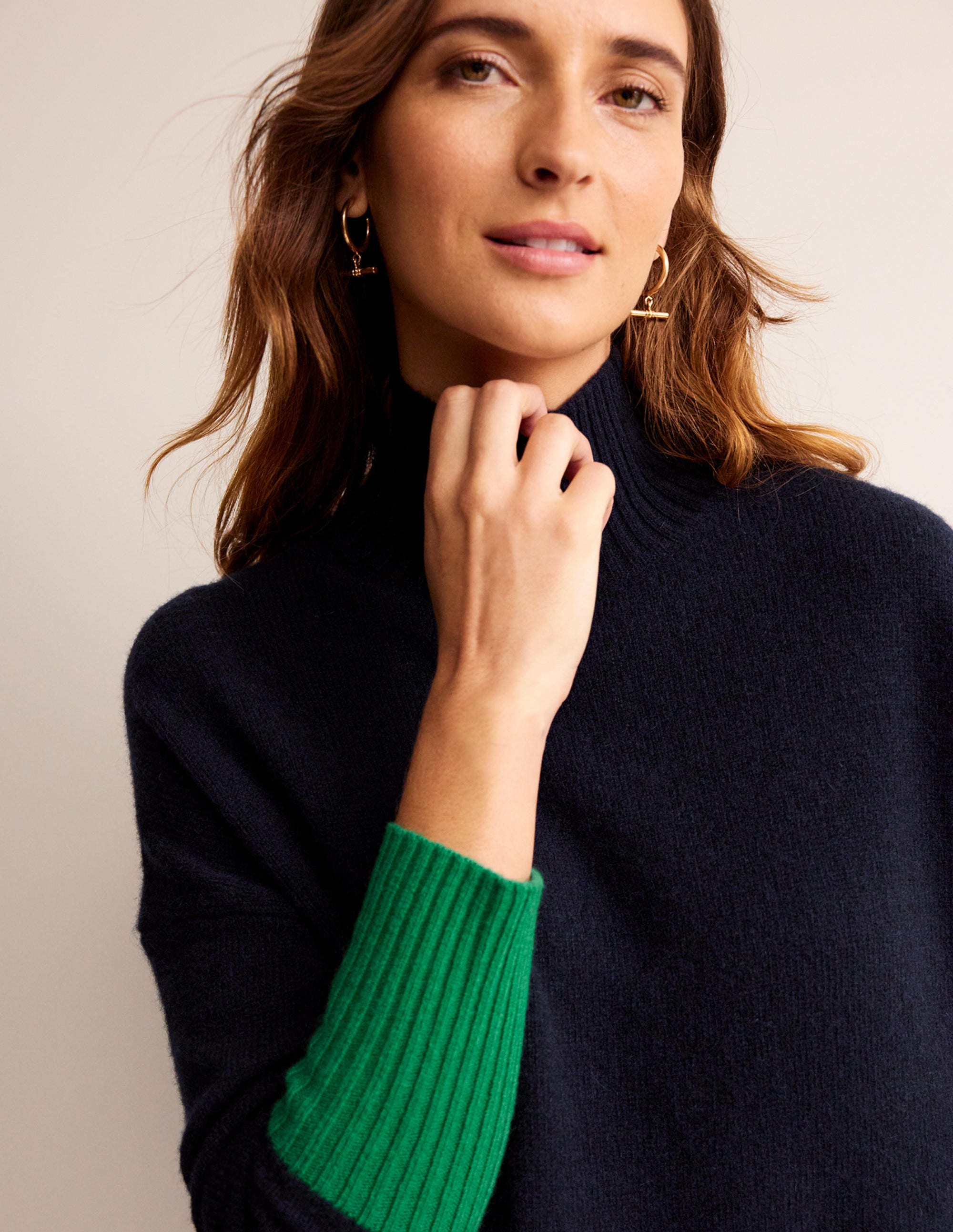 Jessica Oversized Jumper-Navy Colourblock - Image 2