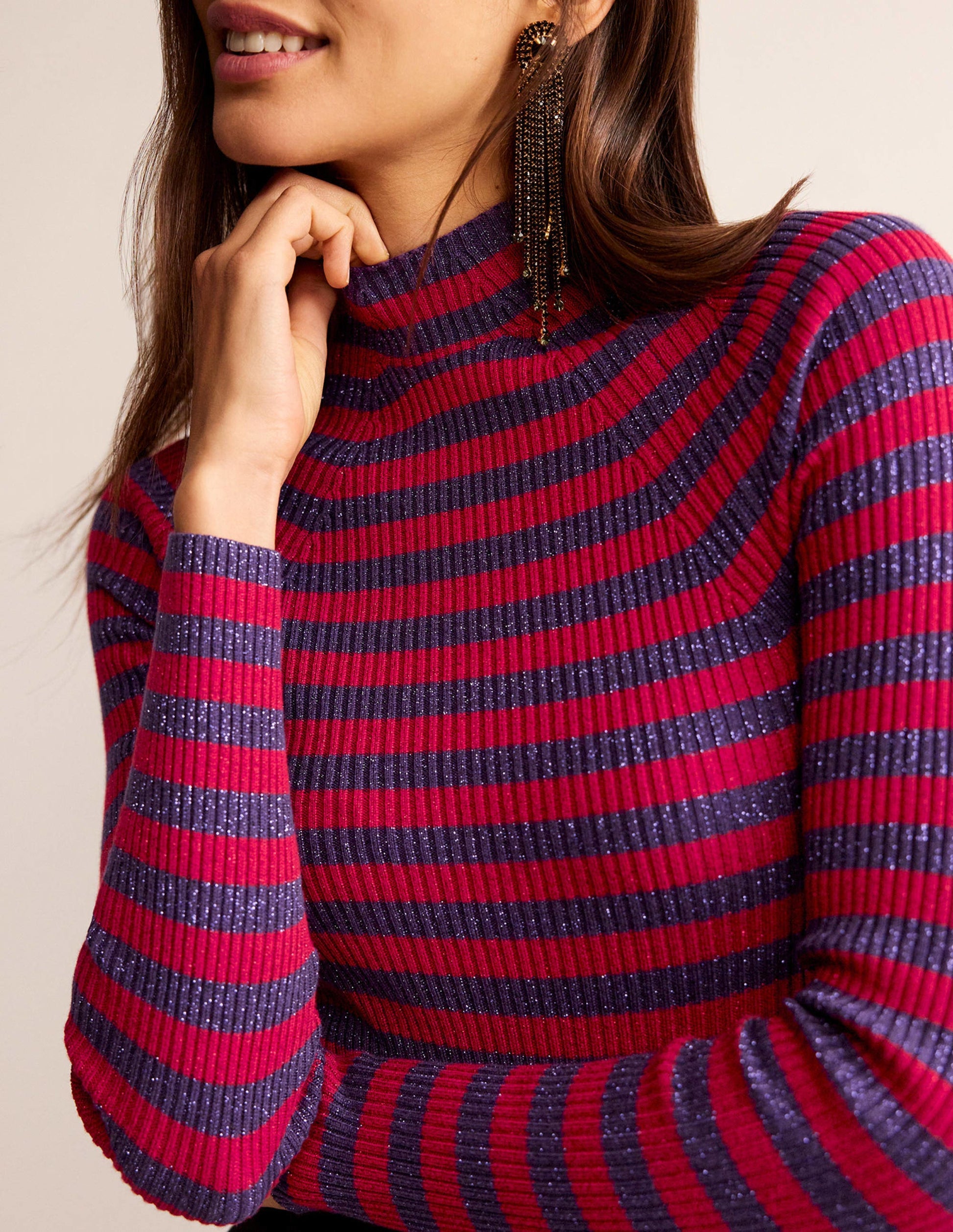 Matilda Sparkle Jumper-Rich Violet and Dark Red-2