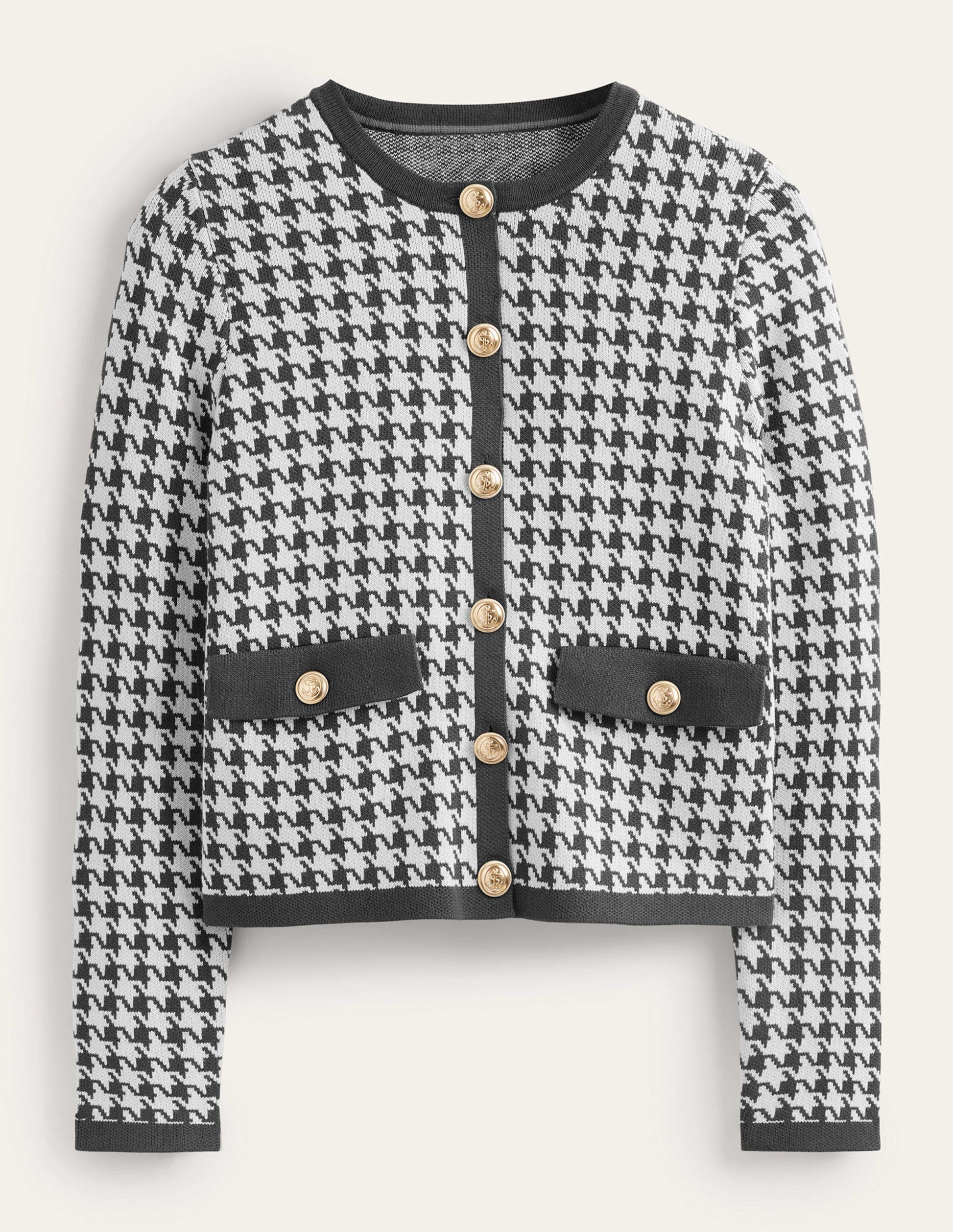 Holly Knitted Jacket-Charcoal / Ivory Houndstooth-5