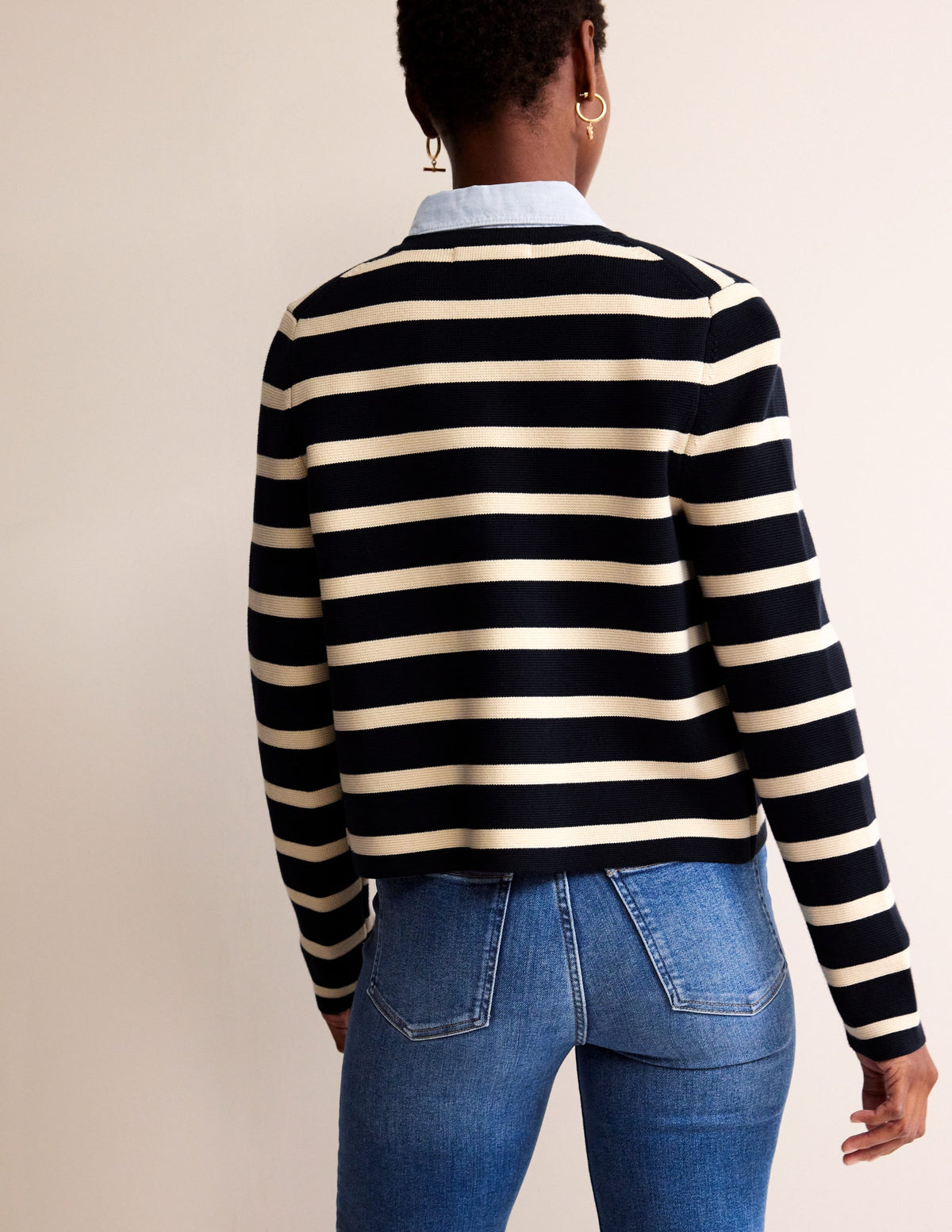 Holly Knitted Jacket-Navy, Ivory - Image 3
