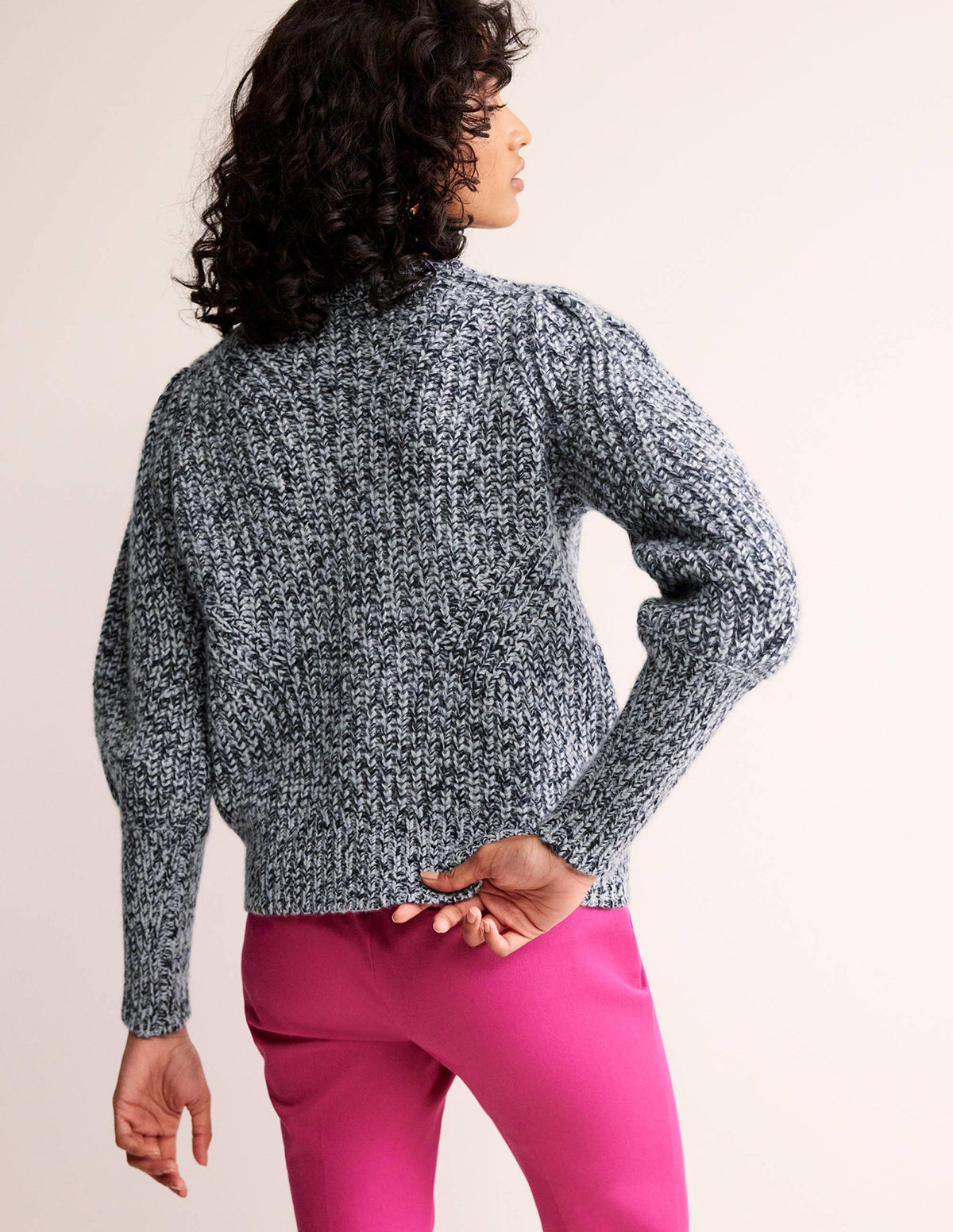 Chunky-Rib Cashmere Jumper-Blues Melange - Image 3
