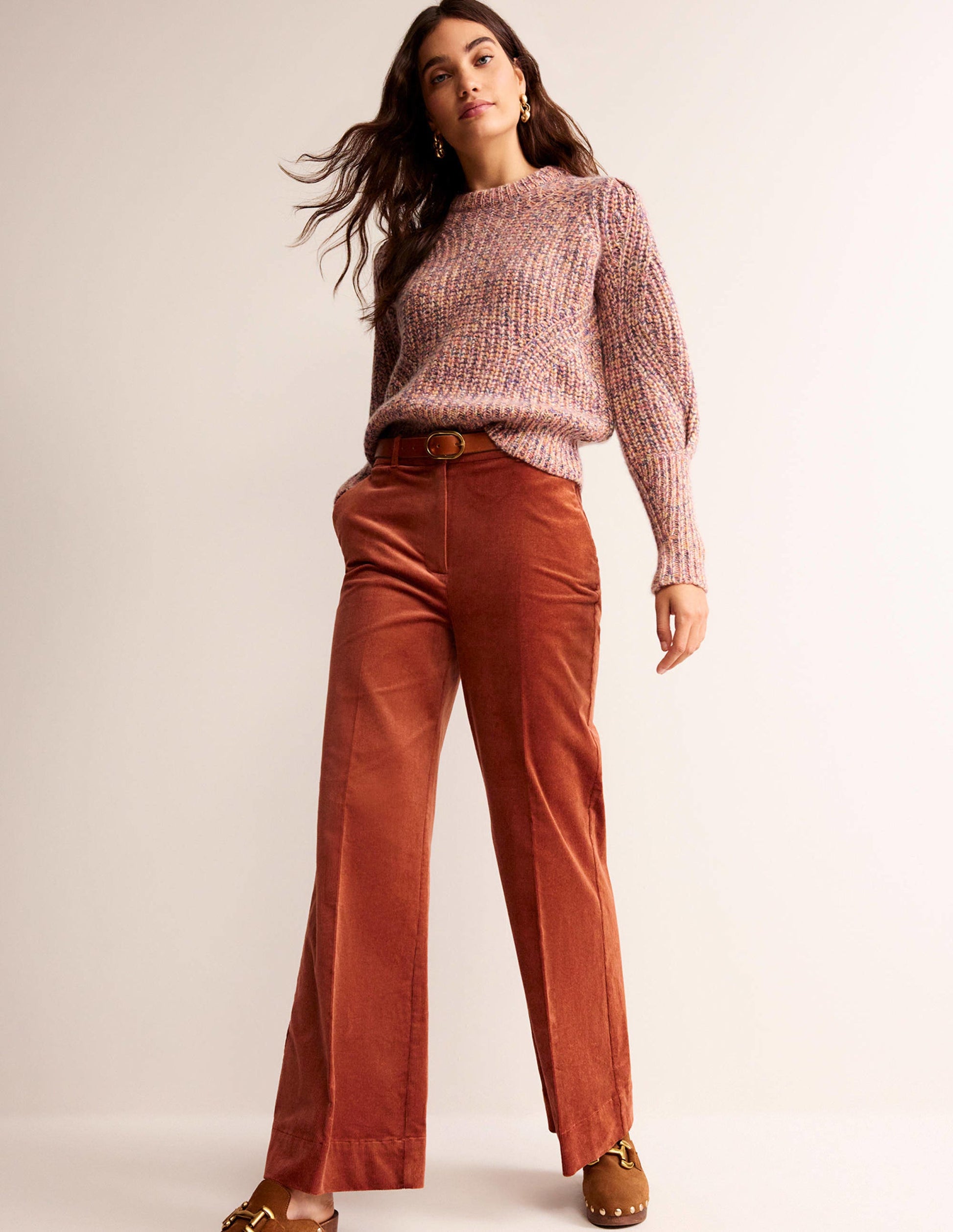 Chunky-Rib Cashmere Jumper-Dusky Rose Marl-4