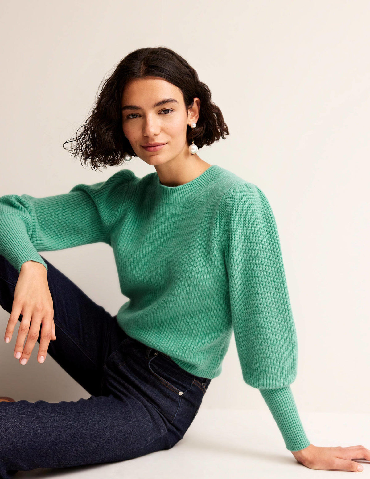 Key-Hole Cashmere Jumper-Indian Ocean - Image 4