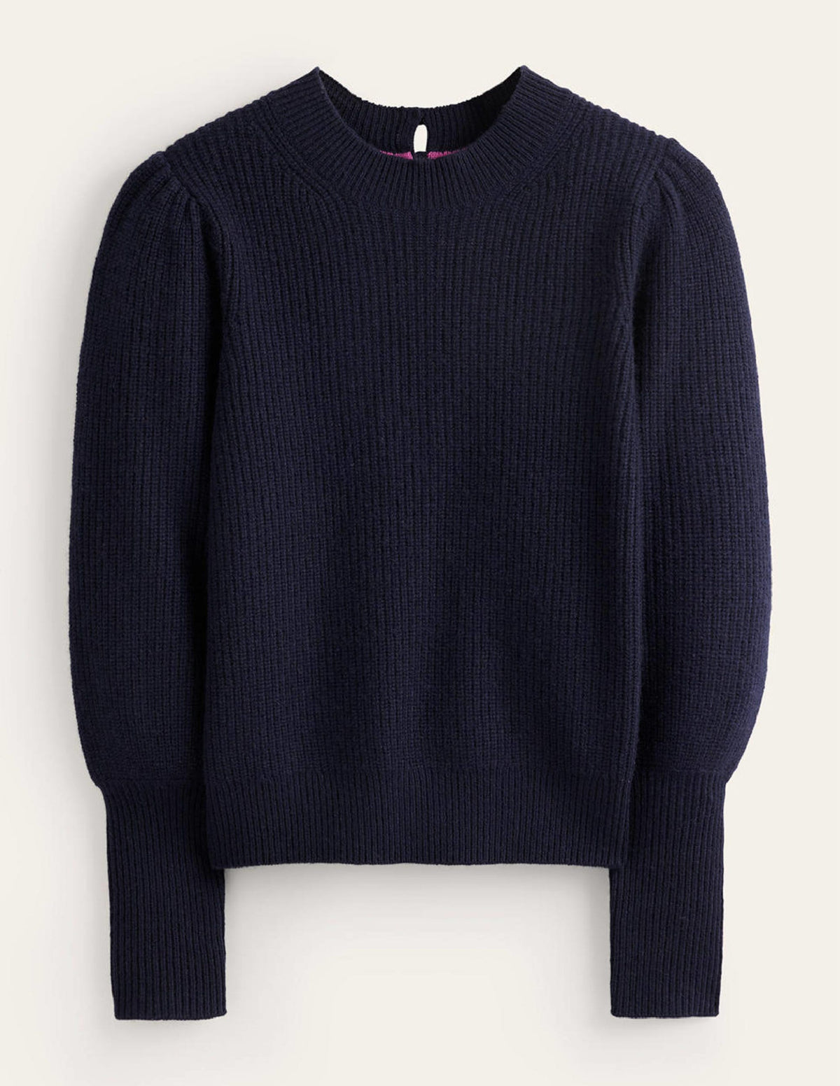 Key-Hole Cashmere Jumper-Navy - Image 5