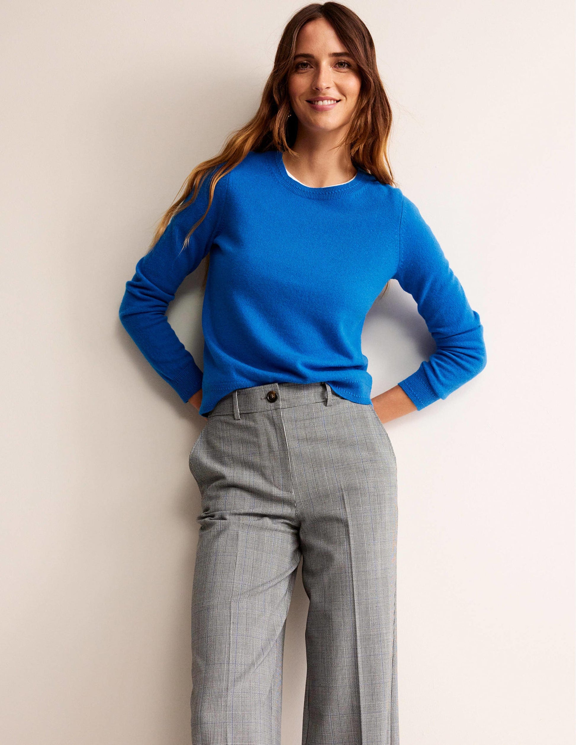 Eva Cashmere Crew Neck Jumper-Cyan-4