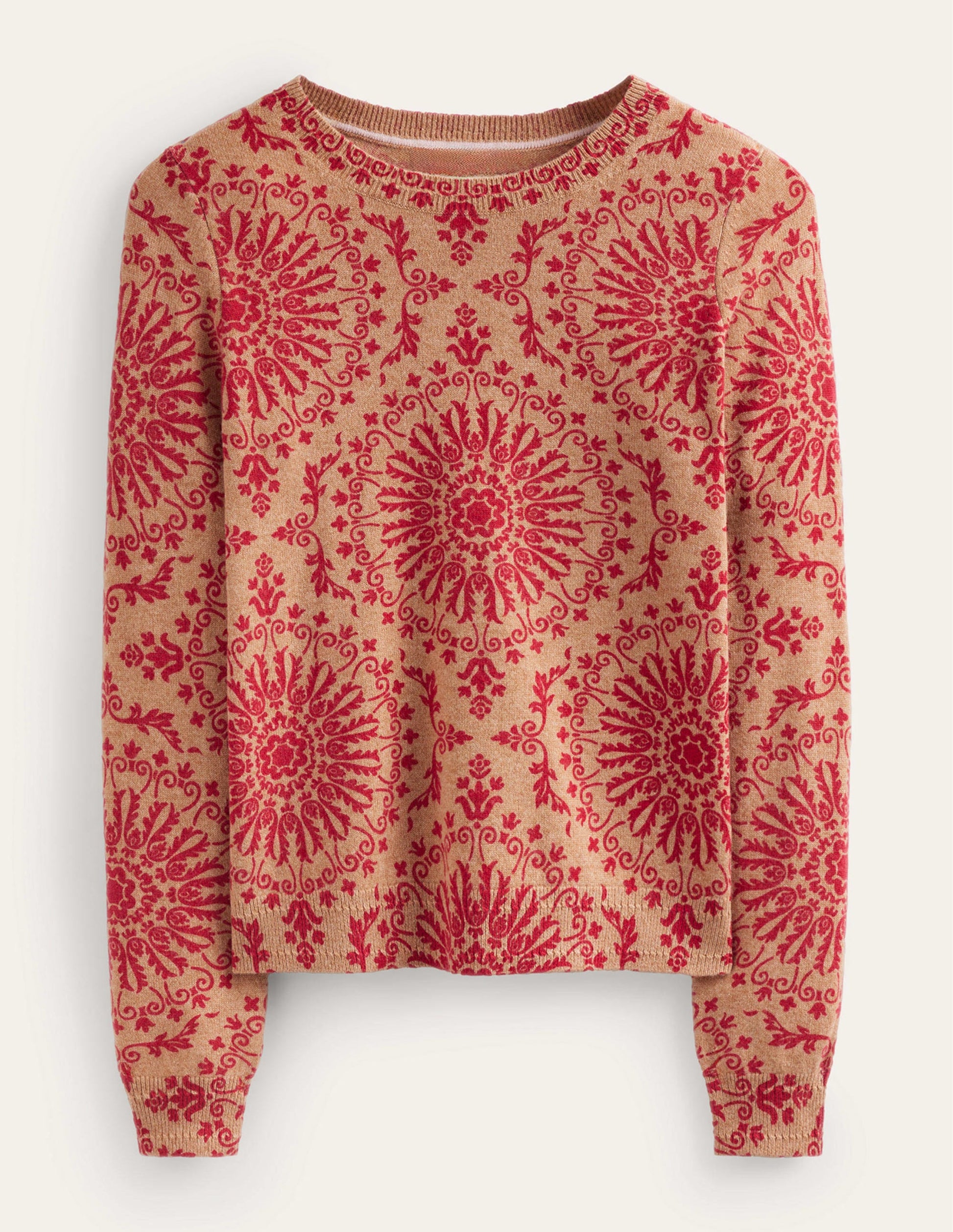 Eva Cashmere Crew Neck Jumper-Camel Pop Peony-5