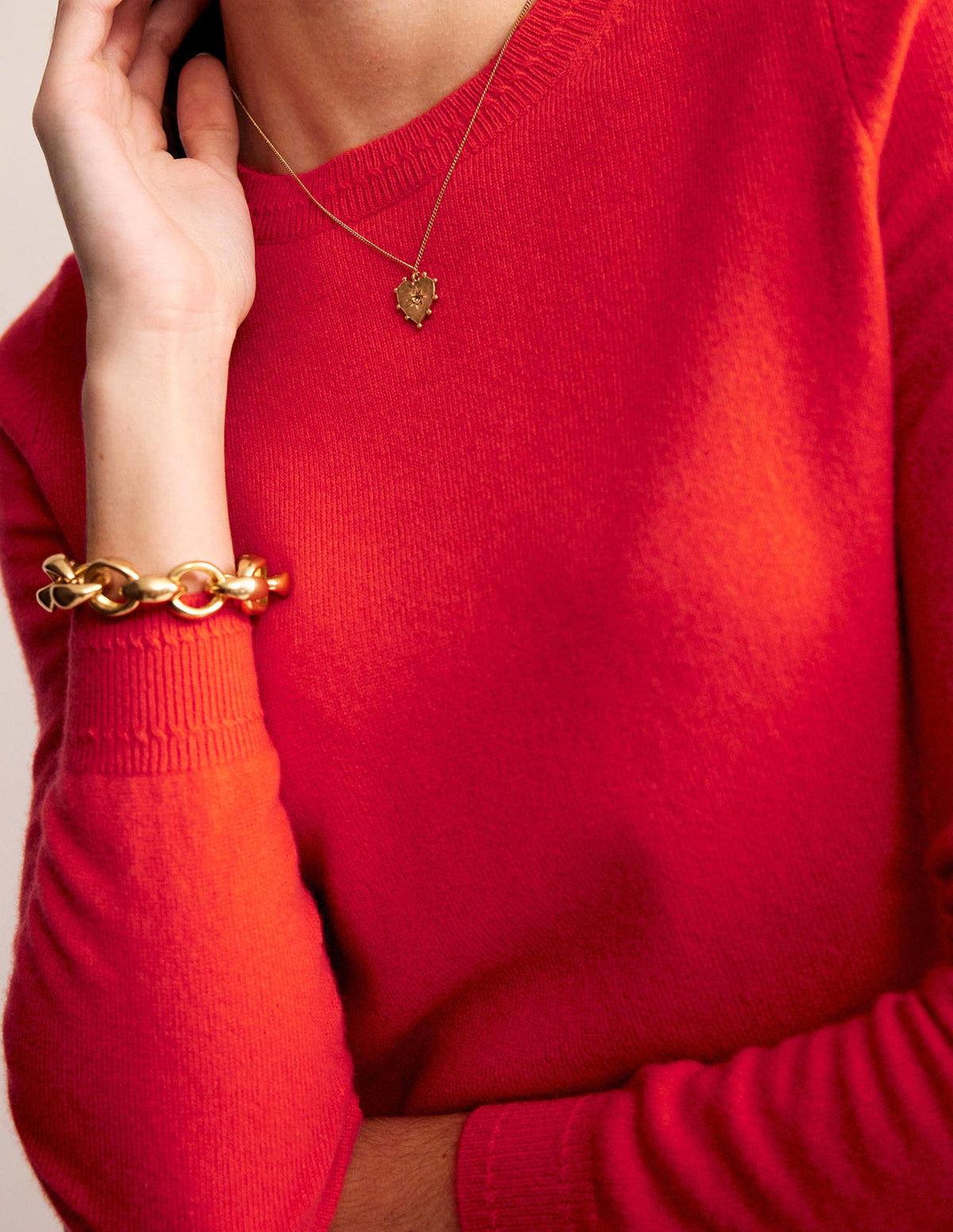 Eva Cashmere Crew Neck Jumper-Firecracker Red - Image 2