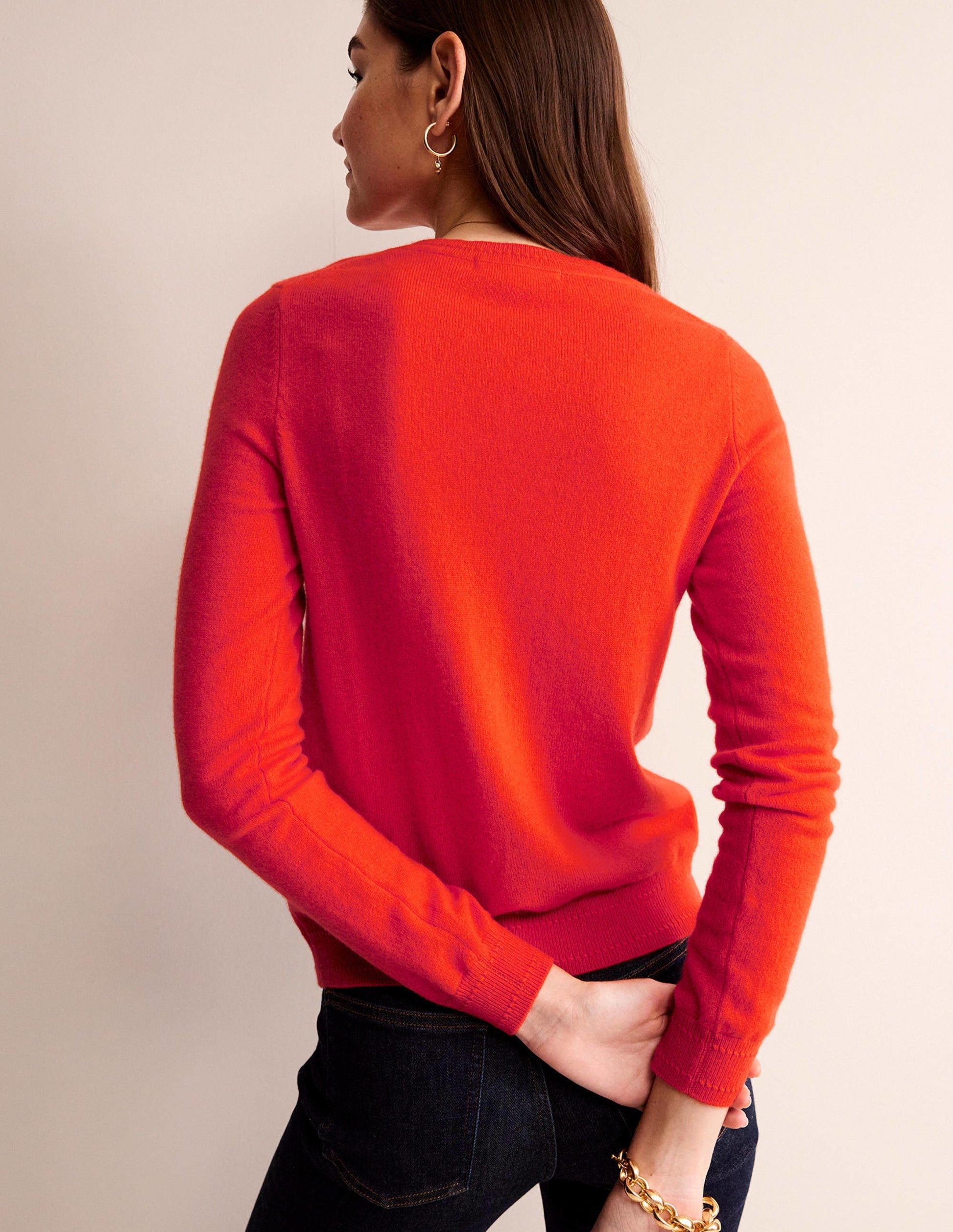 Eva Cashmere Crew Neck Jumper-Firecracker Red-3