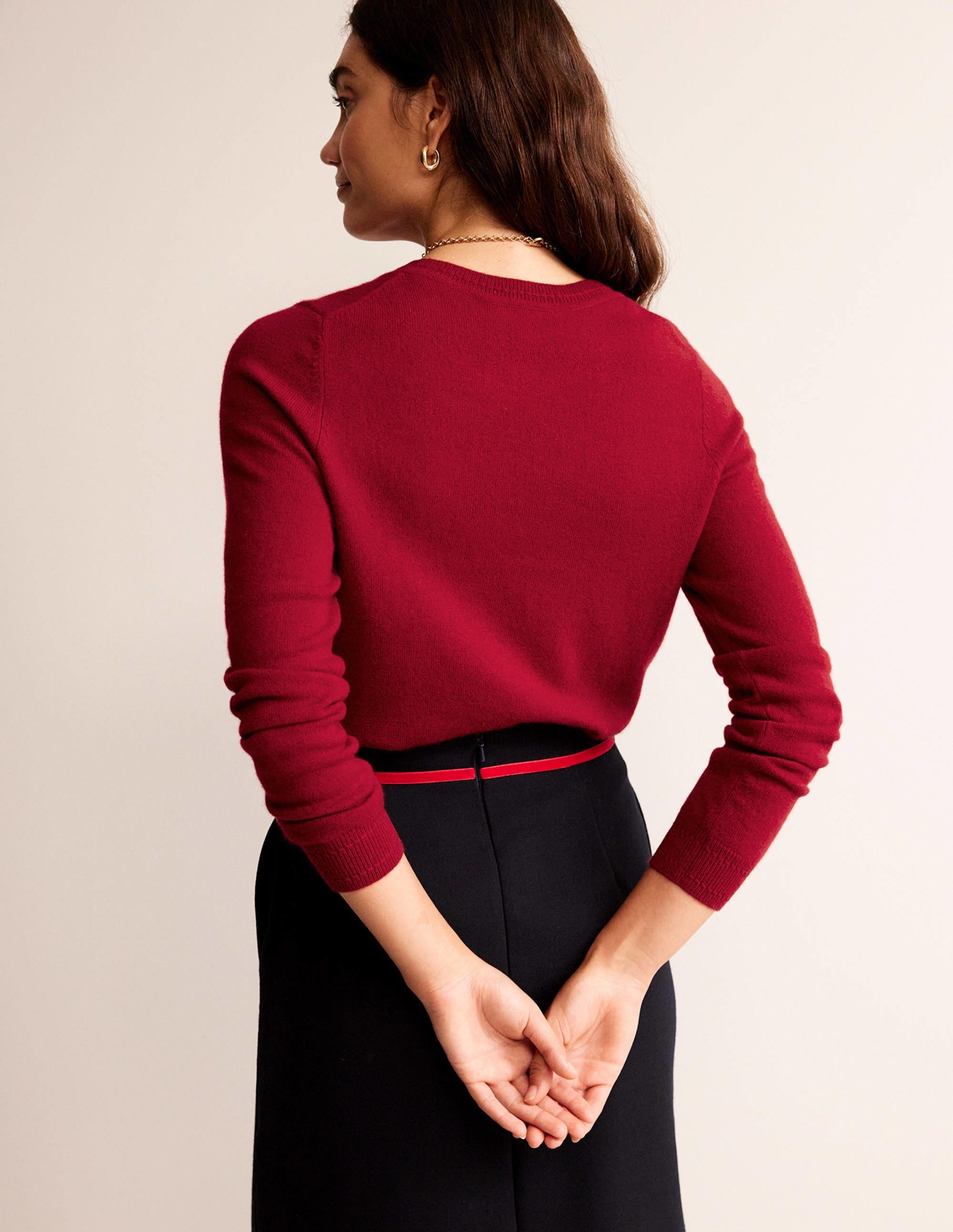 Eva Cashmere Crew Neck Jumper-Salsa - Image 3