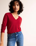 Eva Cashmere V-neck Jumper-Salsa