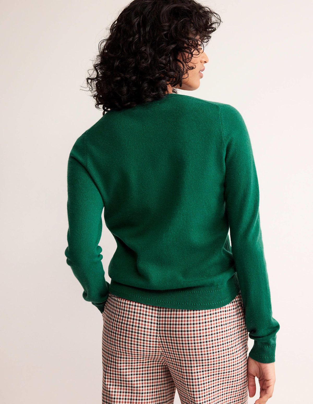 Eva Cashmere V-neck Jumper-Deep Forest - Image 4