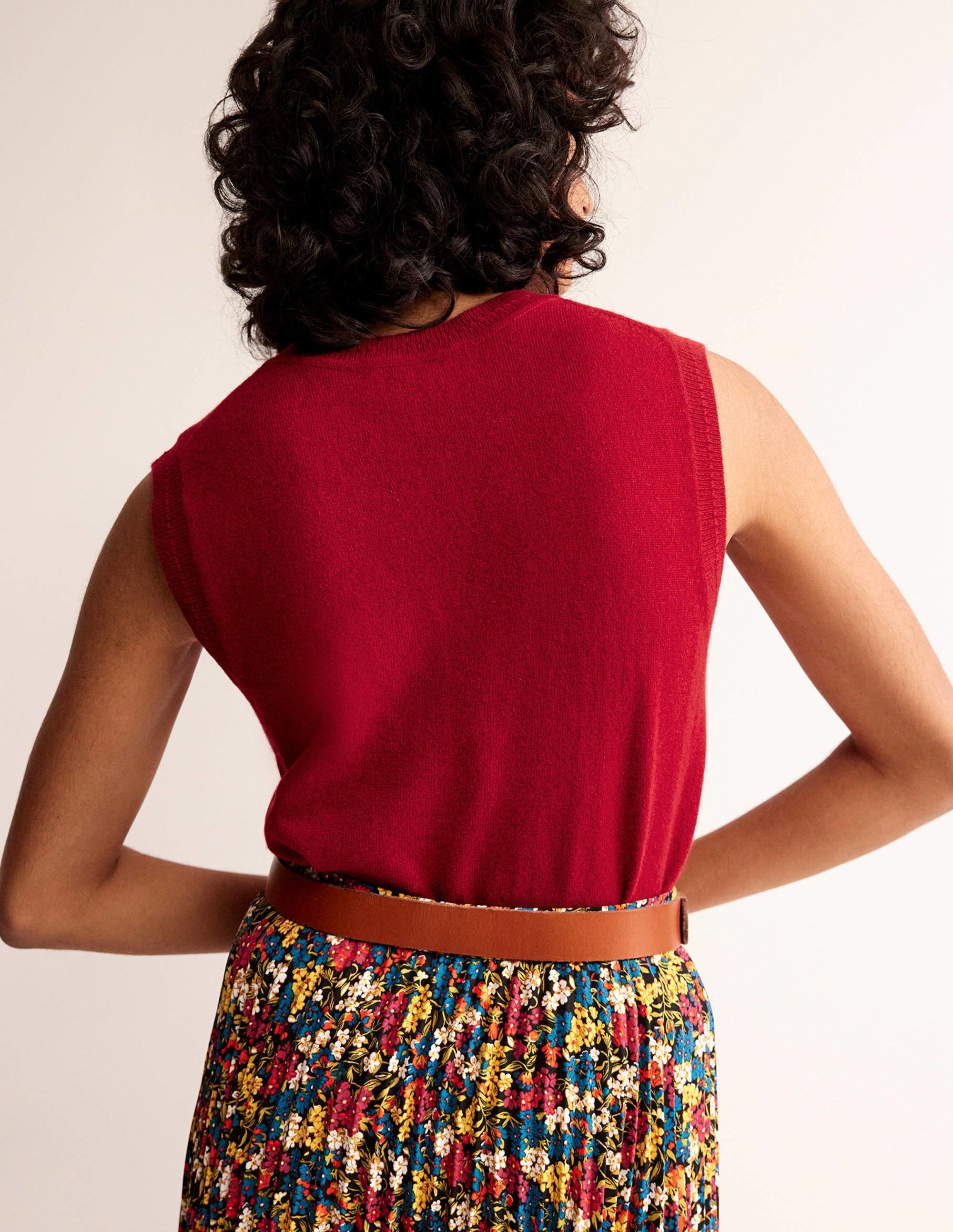 Eva Cashmere Tank-Salsa - Image 3