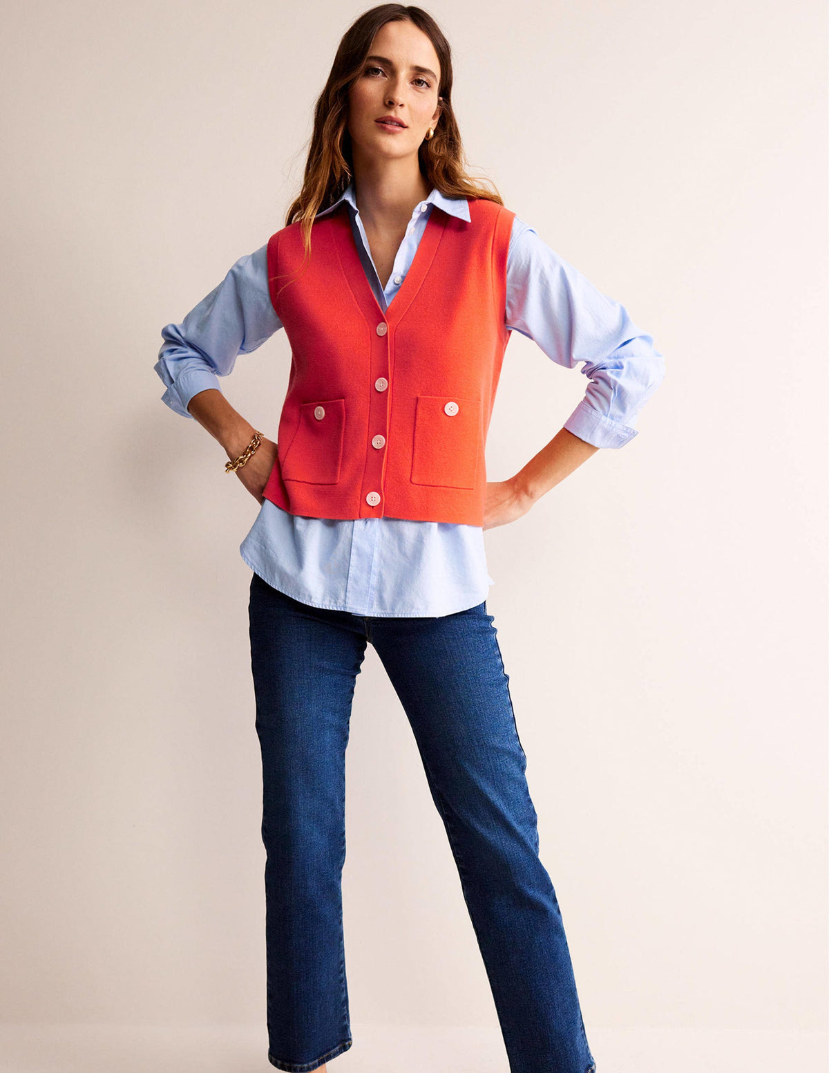 Cardigan Tank-Fiesta Orange - Image 1