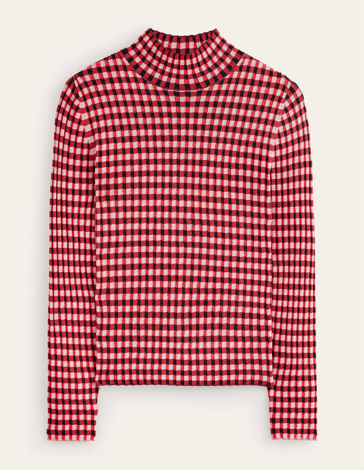 Fitted Check Jumper-Hot Pepper, Marshmallow - Image 5