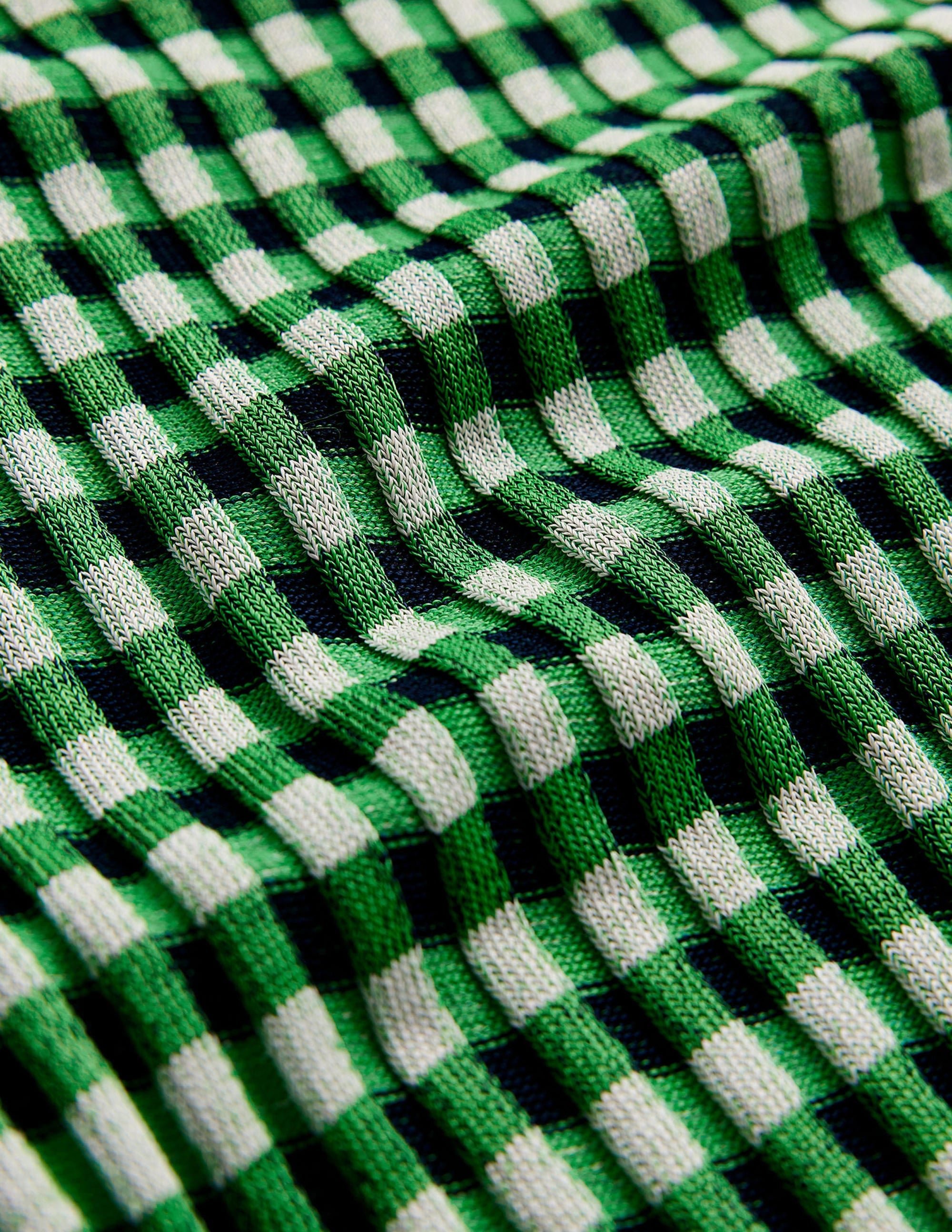 Fitted Check Jumper-Navy, Bright Green - Image 6