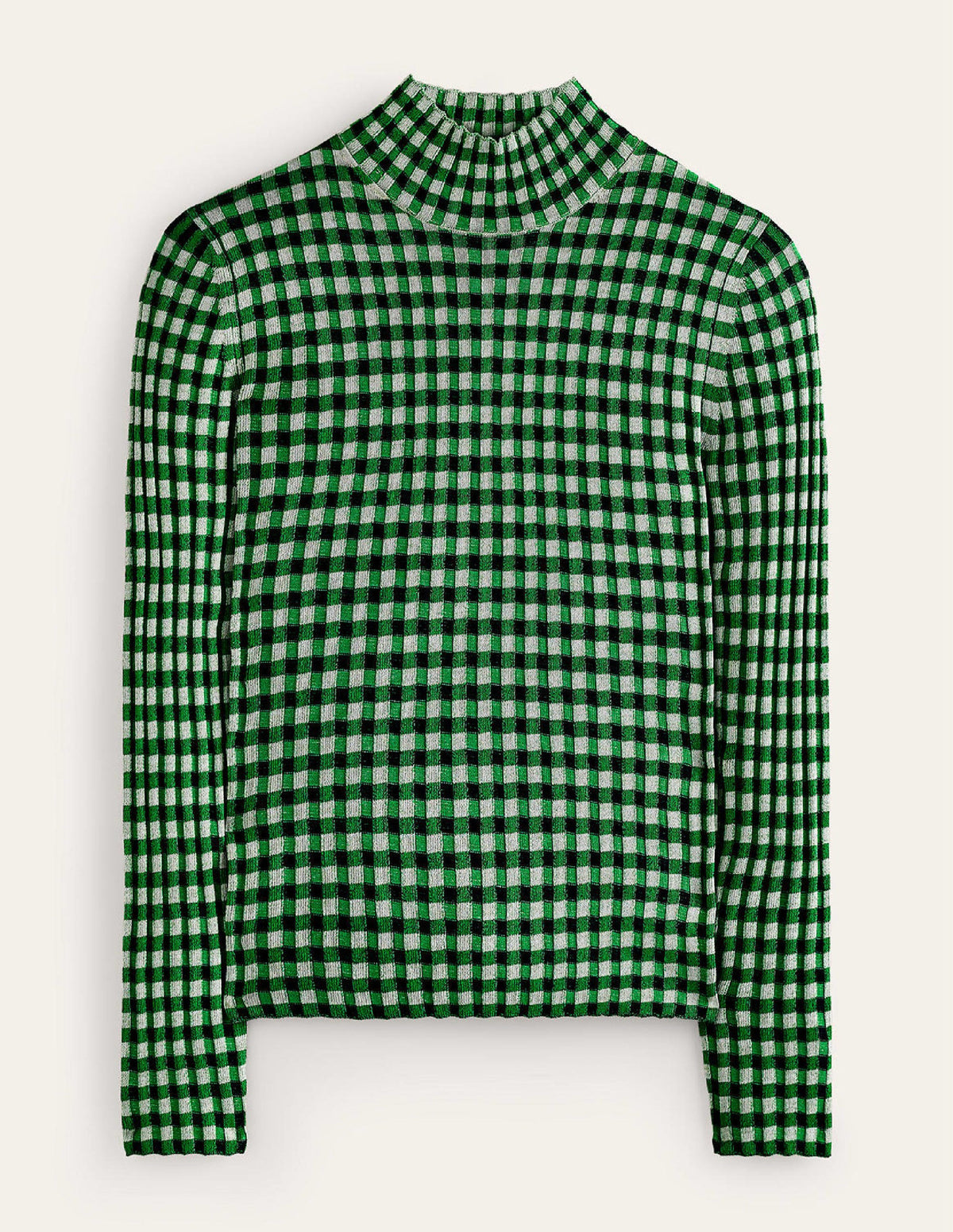 Fitted Check Jumper-Navy, Bright Green - Image 5