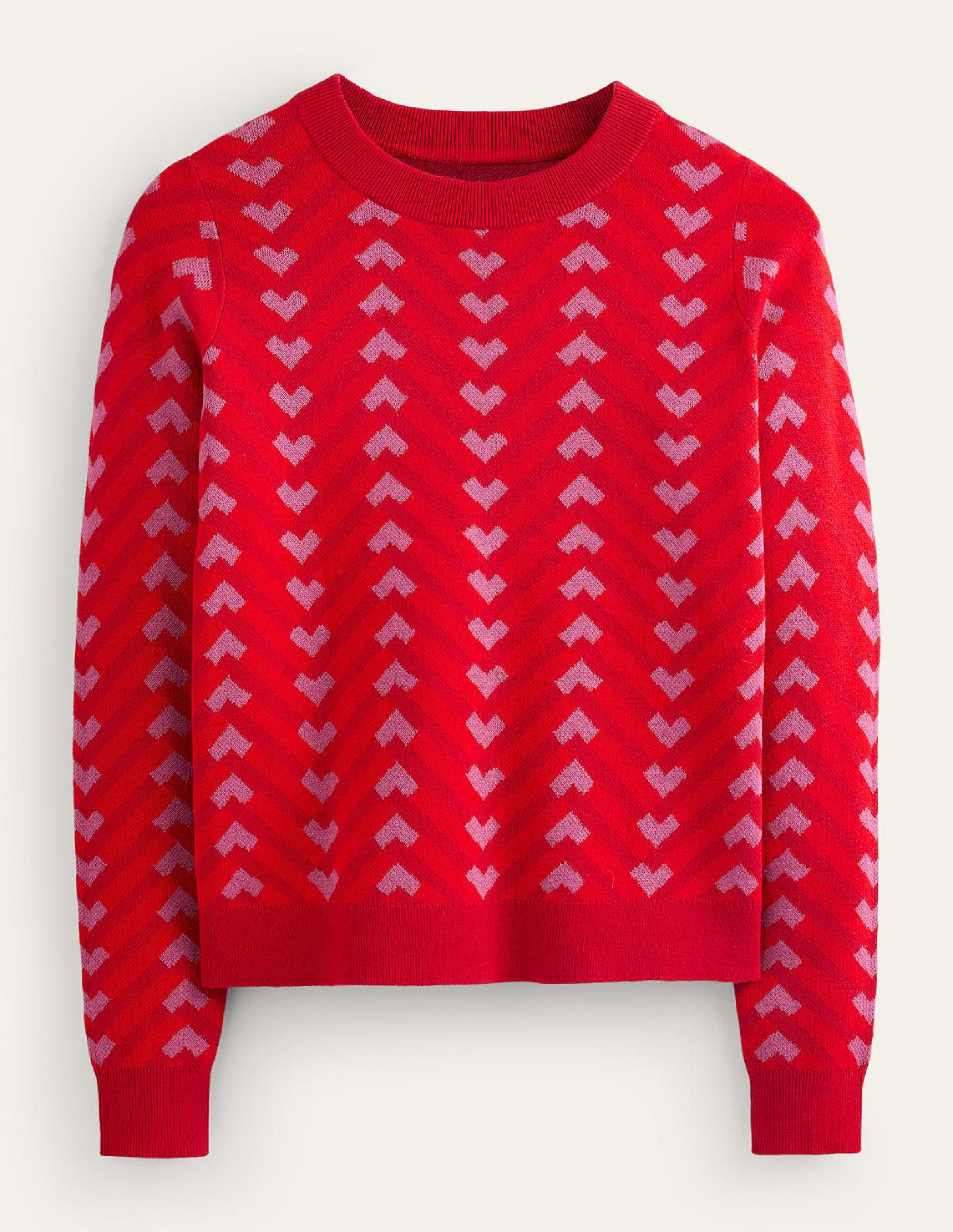 Jacquard Jumper-Cranberry, Chevron Geo - Image 6