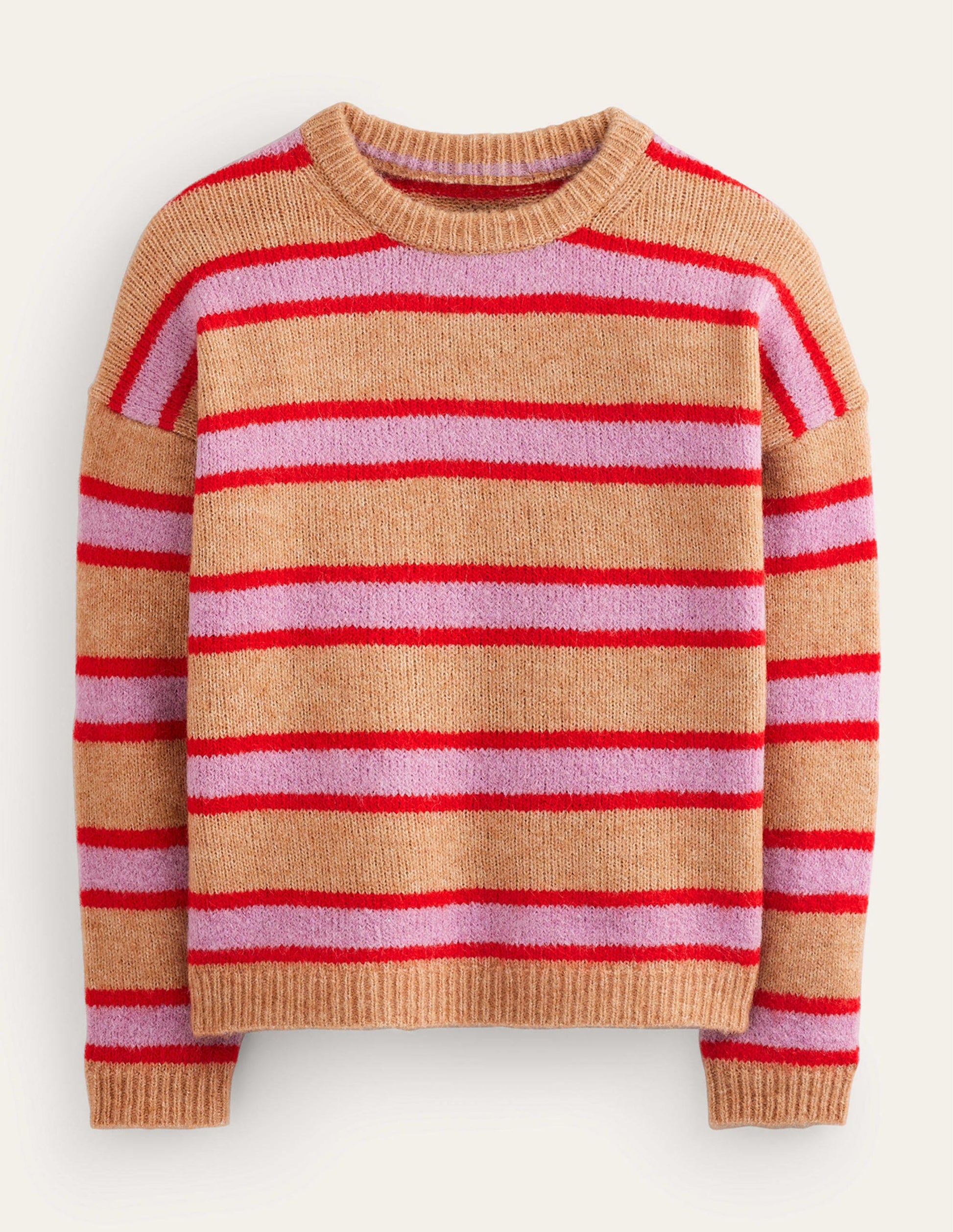 Rosemary Relaxed Fluffy Jumper-Camel Marl, Strawberry Sherbet-7