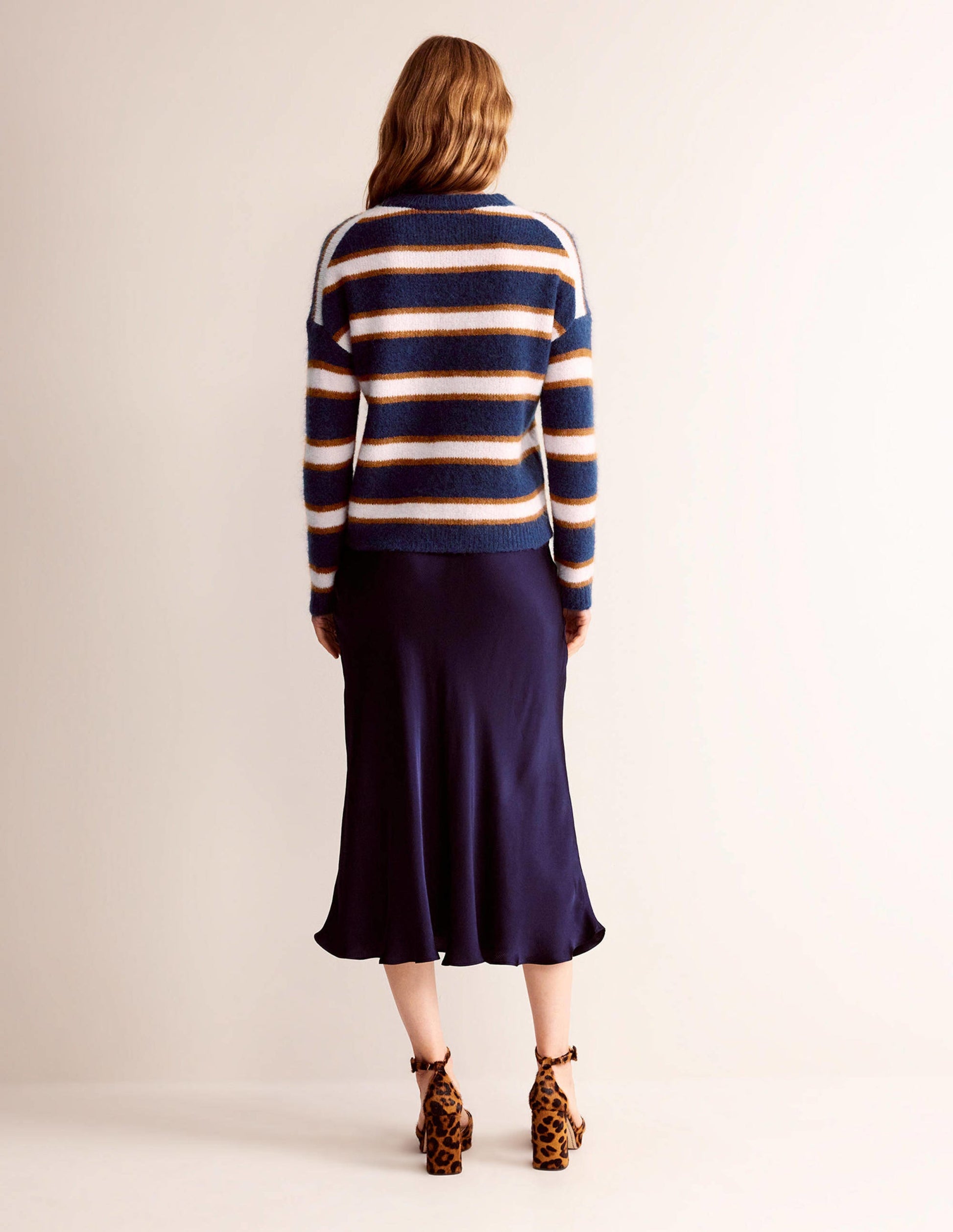 Rosemary Relaxed Fluffy Jumper-French Navy, Pumpkin-6