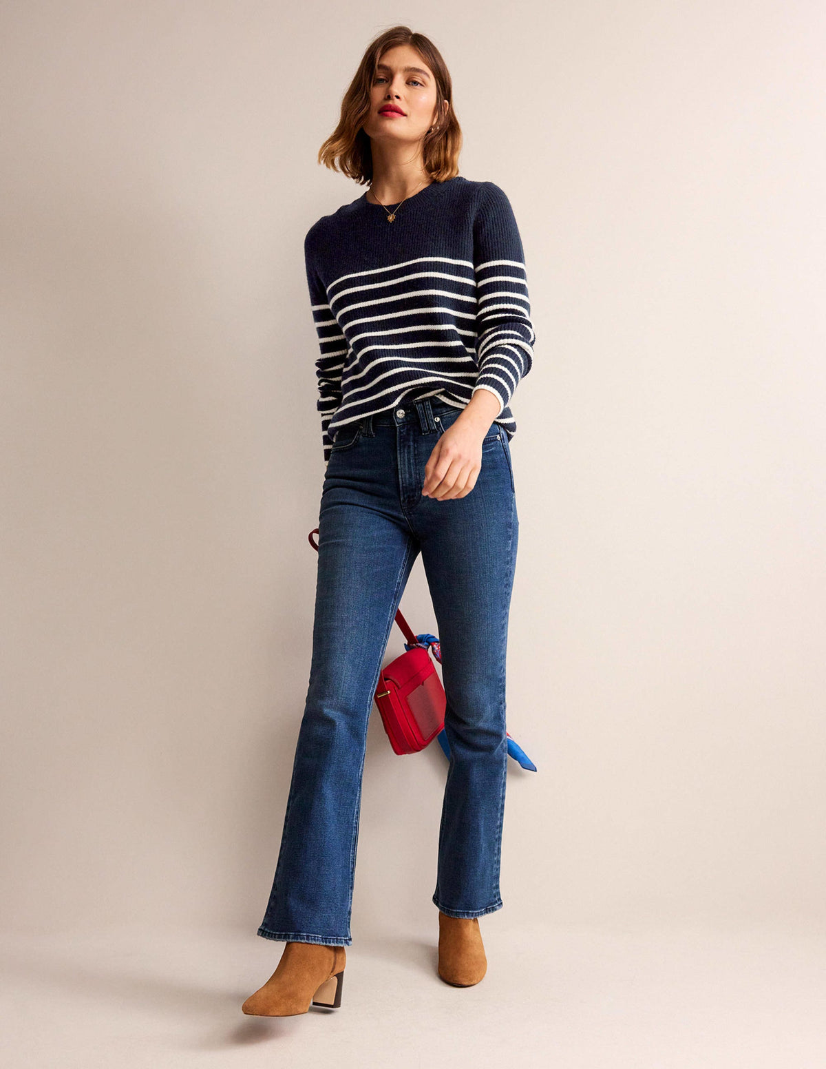 Francesca Stripe Jumper-Navy and Ivory Stripe - Image 4