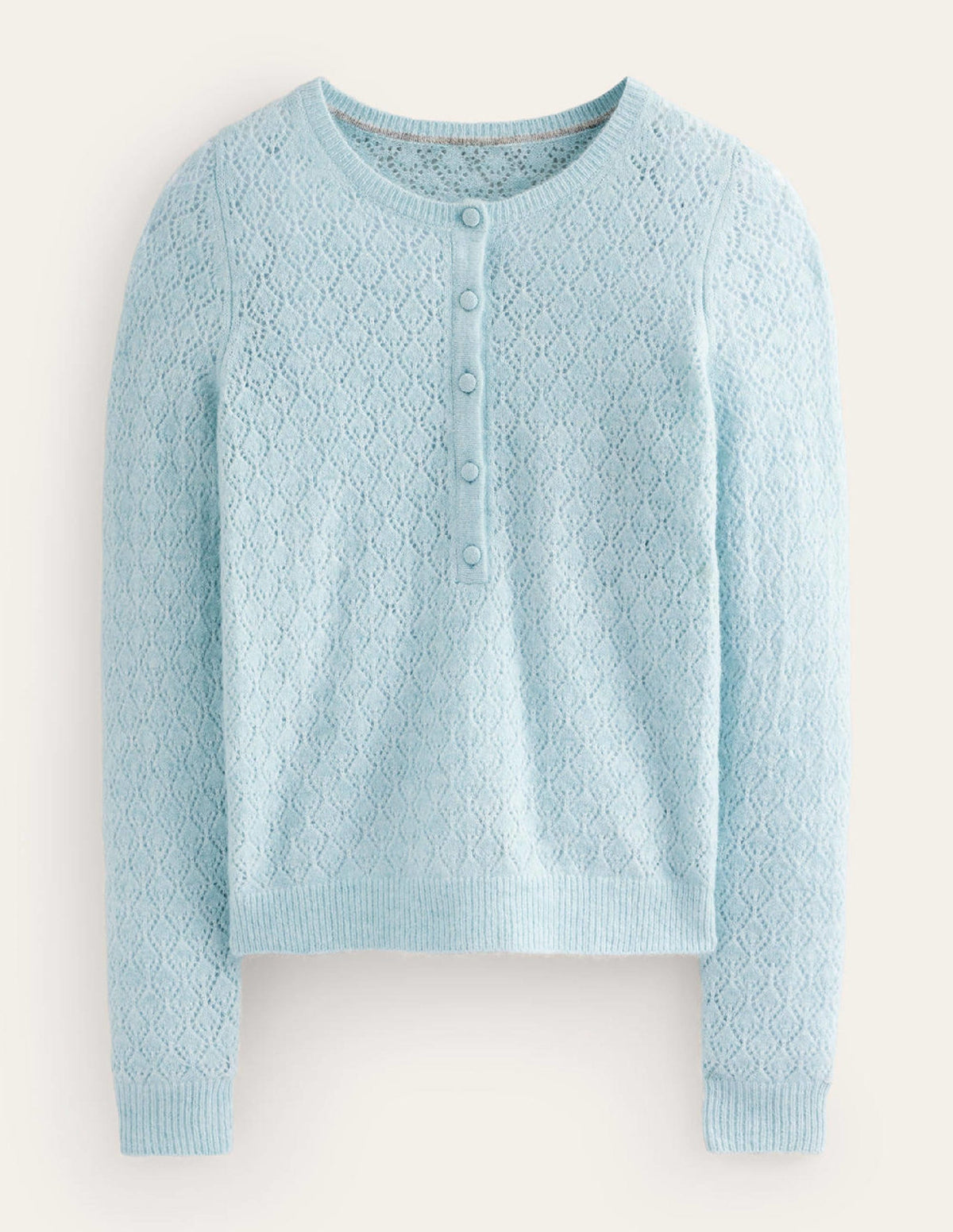 Fluffy Henley Pointelle Jumper-Gulf Stream-6