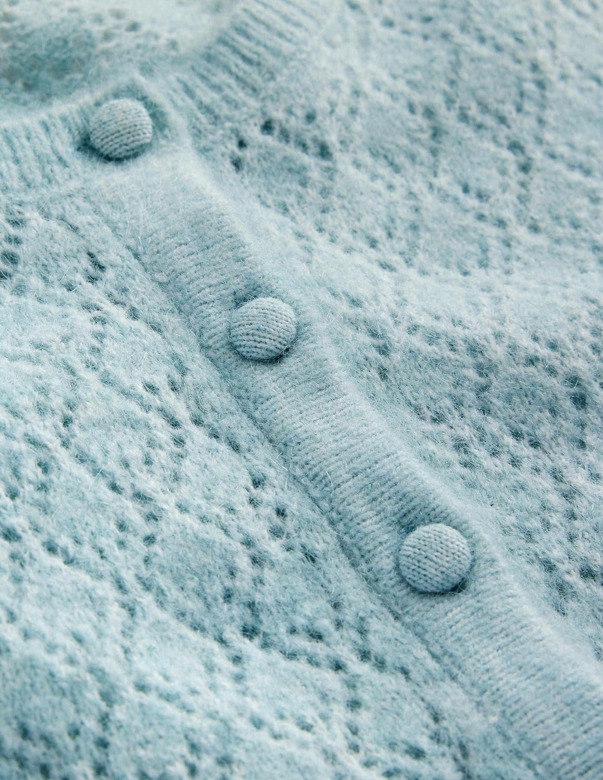 Fluffy Henley Pointelle Jumper-Gulf Stream - Image 7