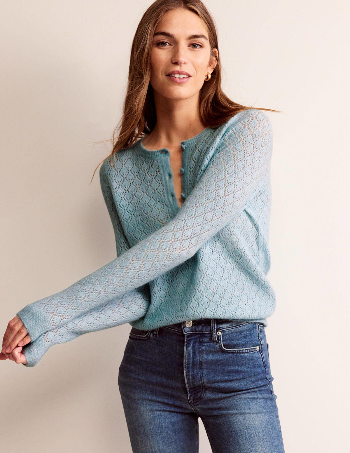 Fluffy Henley Pointelle Jumper-Gulf Stream-4
