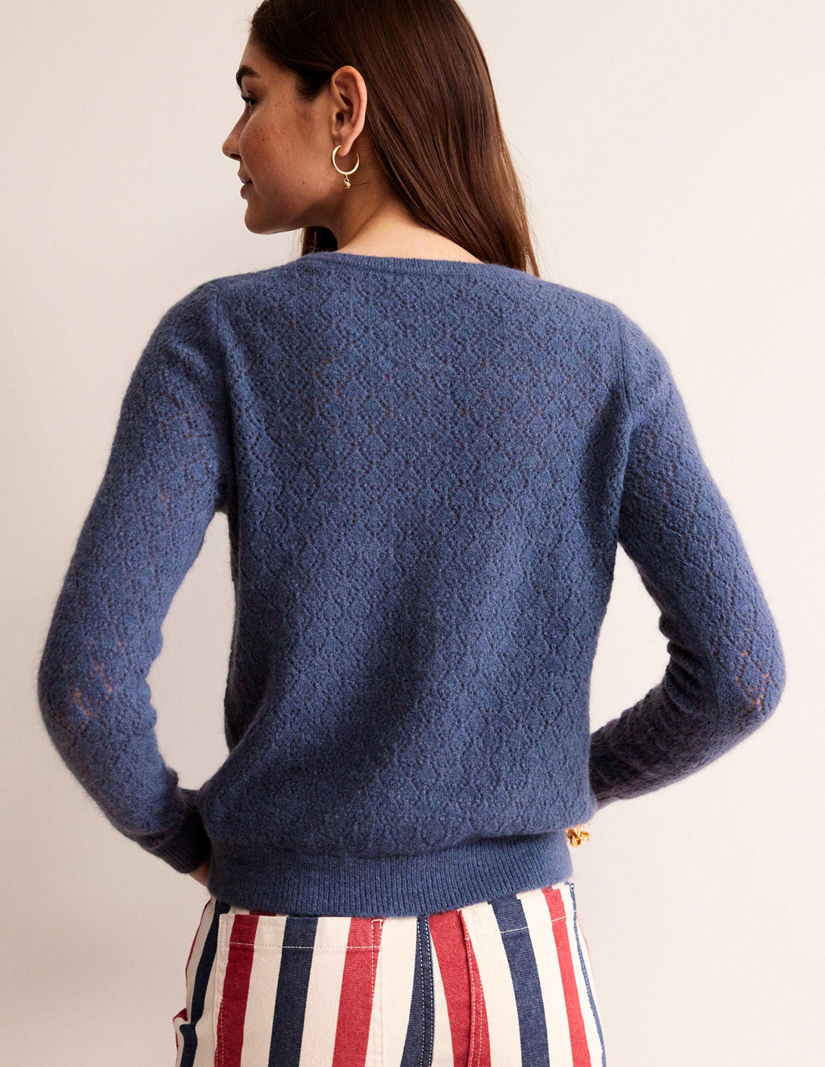 Fluffy Henley Pointelle Jumper-Nightshadow Blue-3