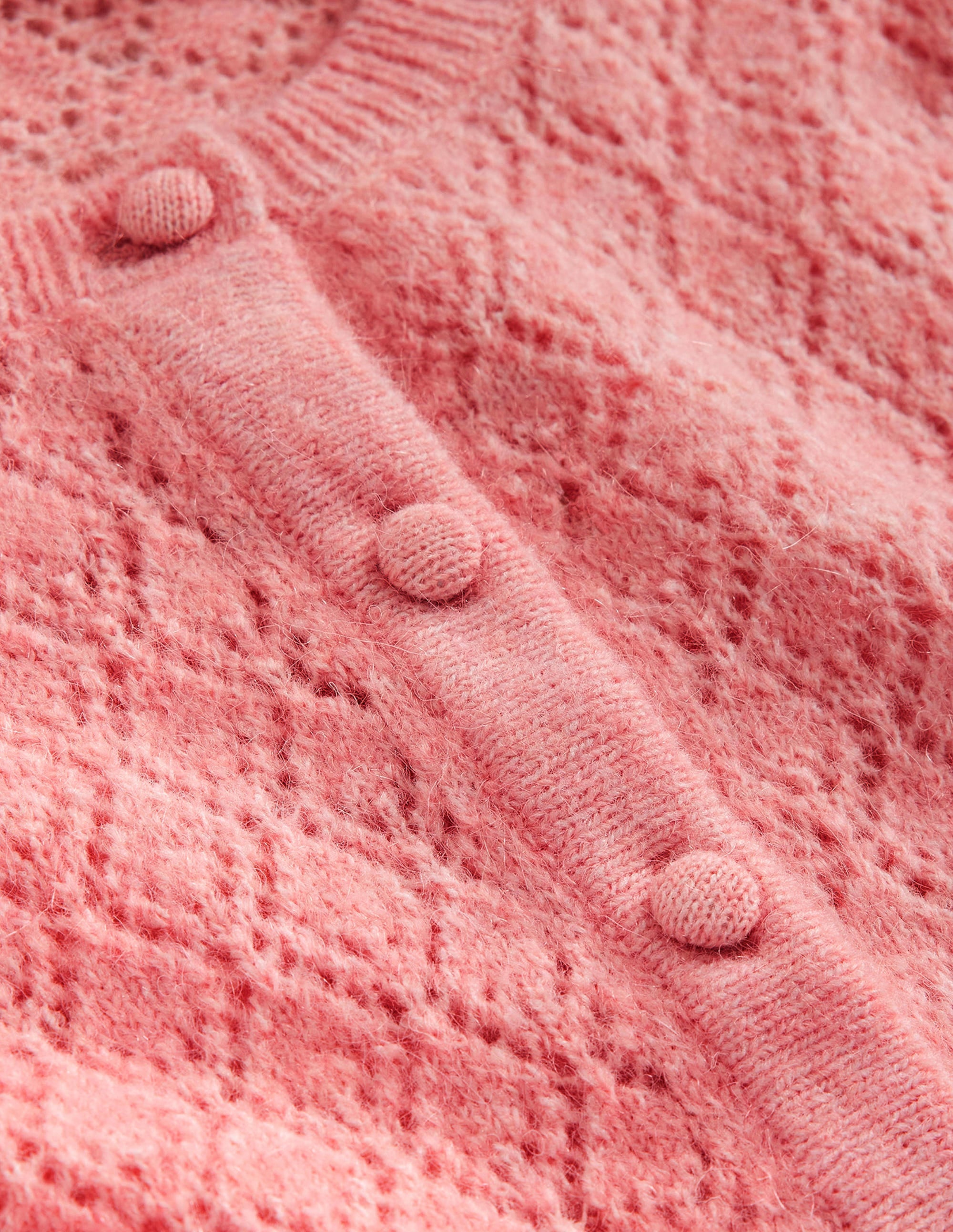 Fluffy Henley Pointelle Jumper-Dahlia Pink - Image 6