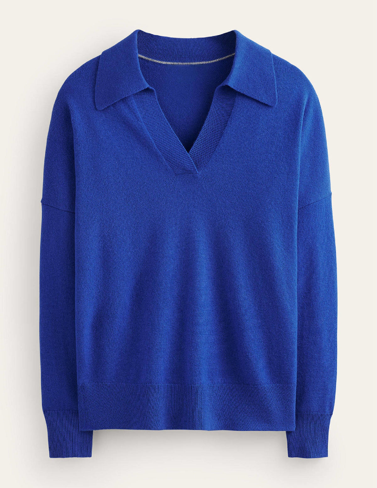 Collared Cashmere Henley-Cobalt - Image 5