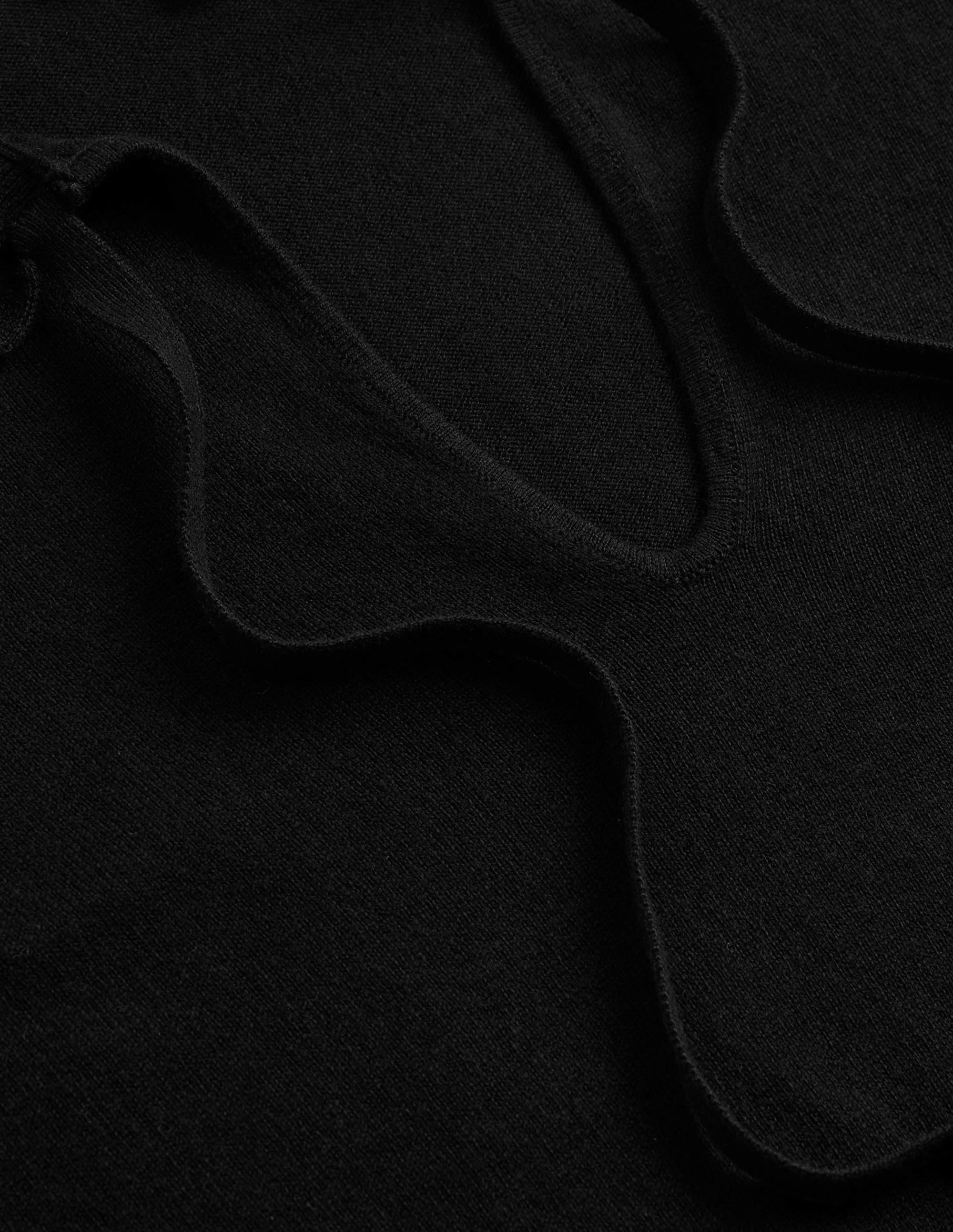 Ruffle Tie-Neck Jumper-Black - Image 6