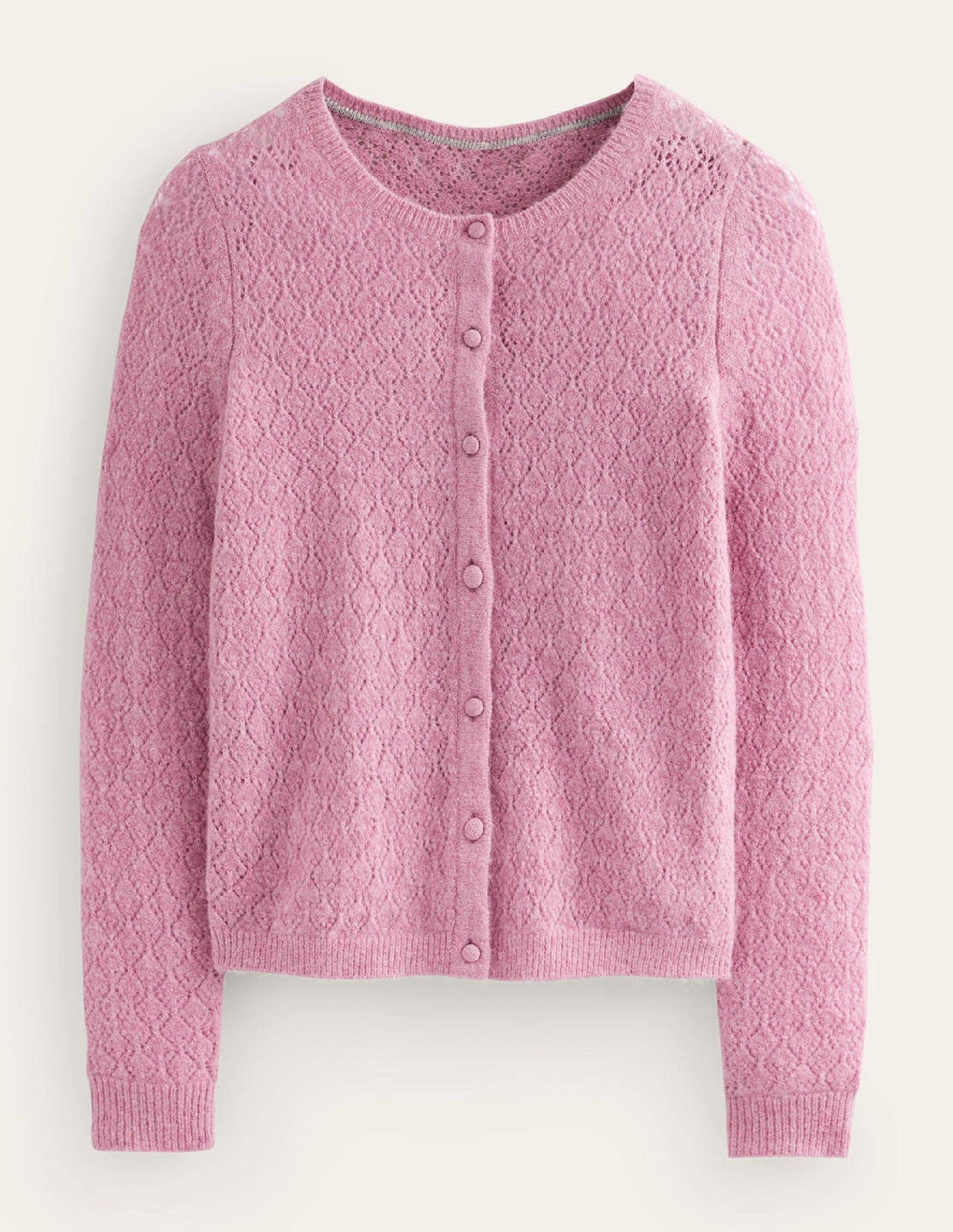 Fluffy Pointelle Cardigan-Strawberry Sherbet-11