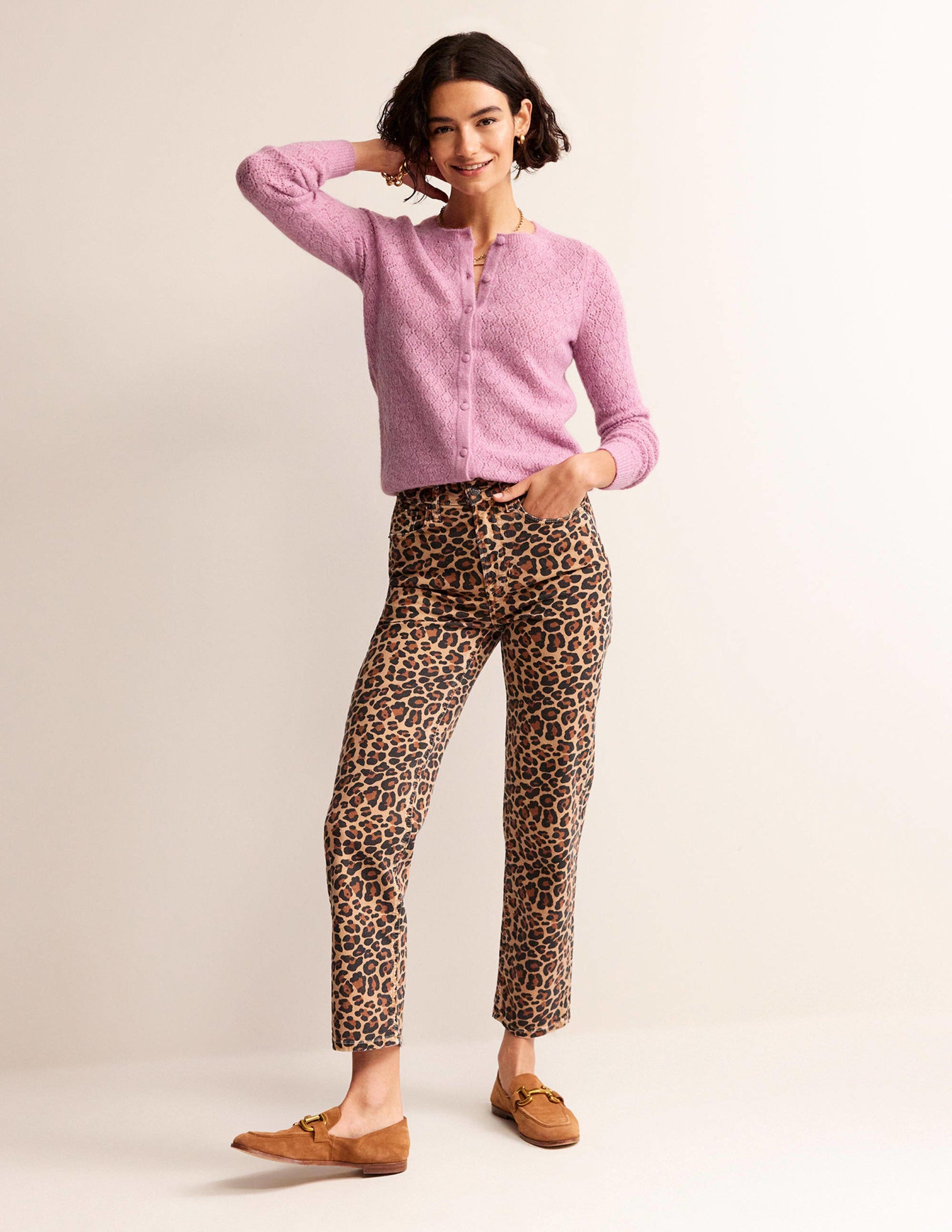 Fluffy Pointelle Cardigan-Strawberry Sherbet-4