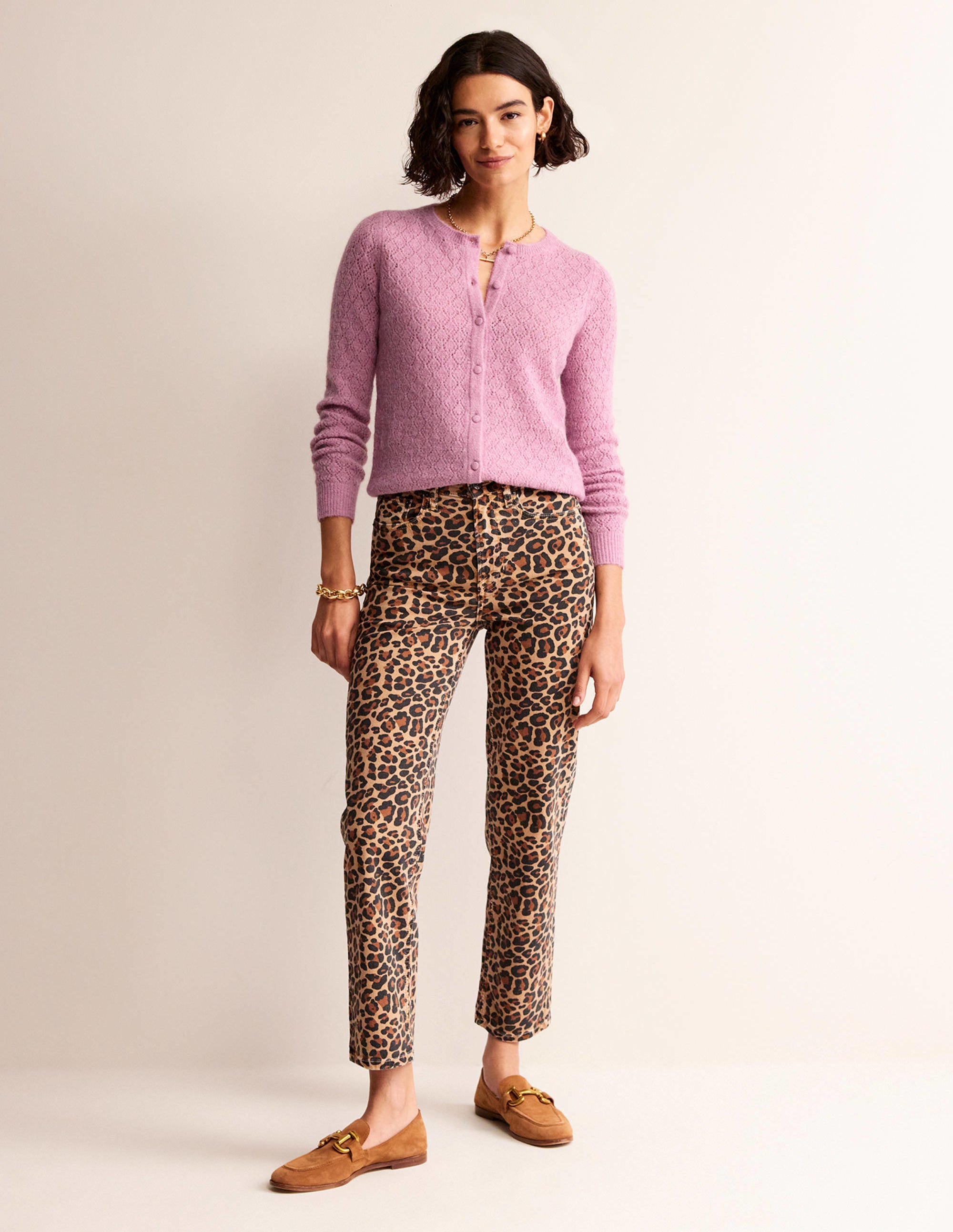 Fluffy Pointelle Cardigan-Strawberry Sherbet - Image 6