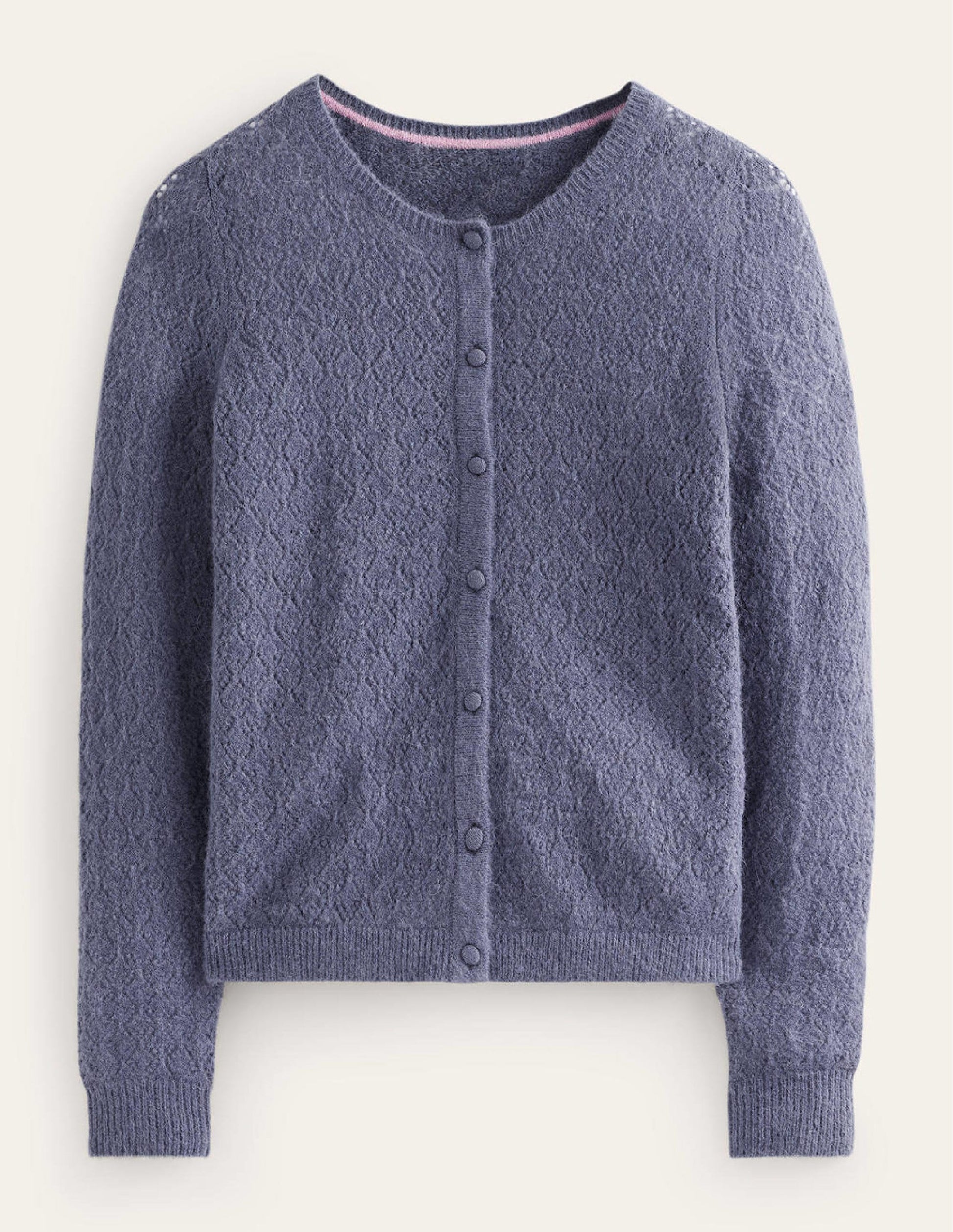 Fluffy Pointelle Cardigan-Nightshadow Blue-5