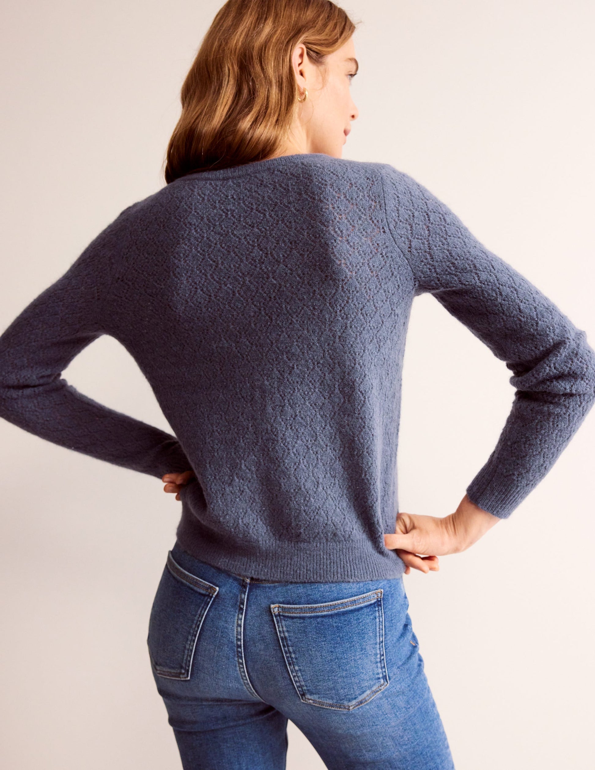 Fluffy Pointelle Cardigan-Nightshadow Blue-3