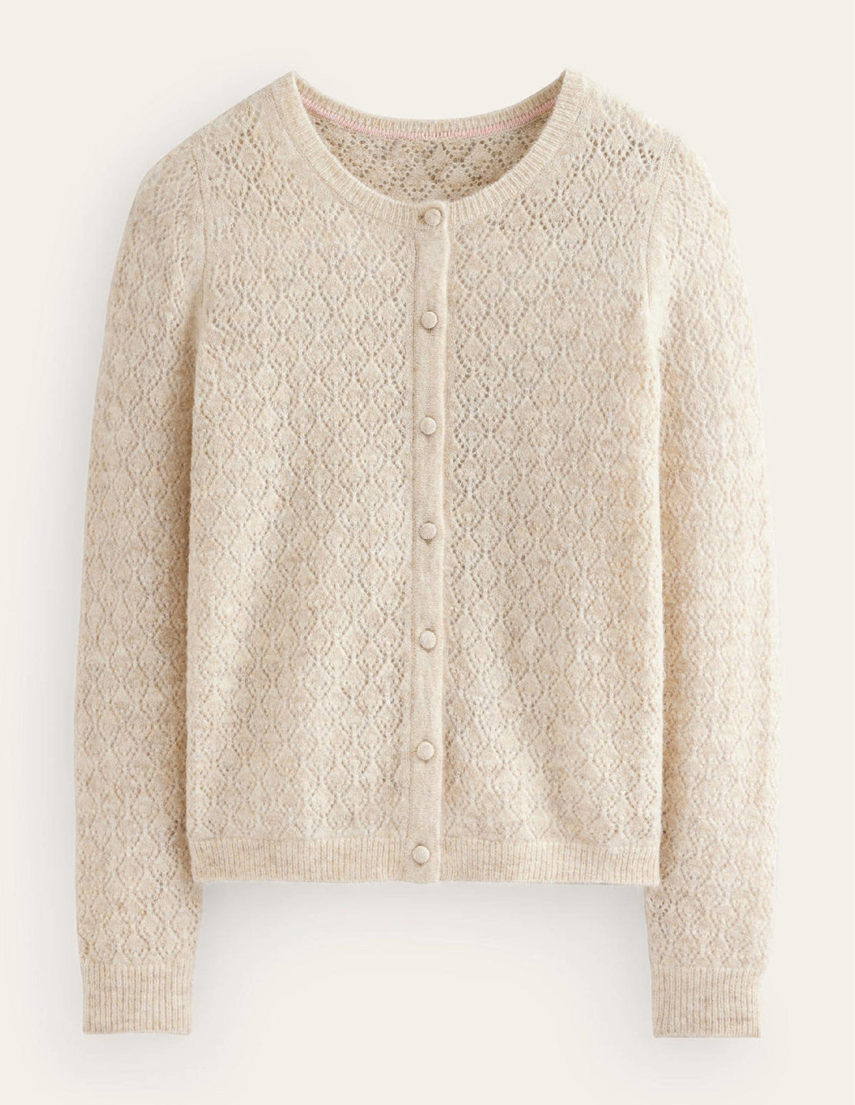 Fluffy Pointelle Cardigan-Oatmeal Melange-6