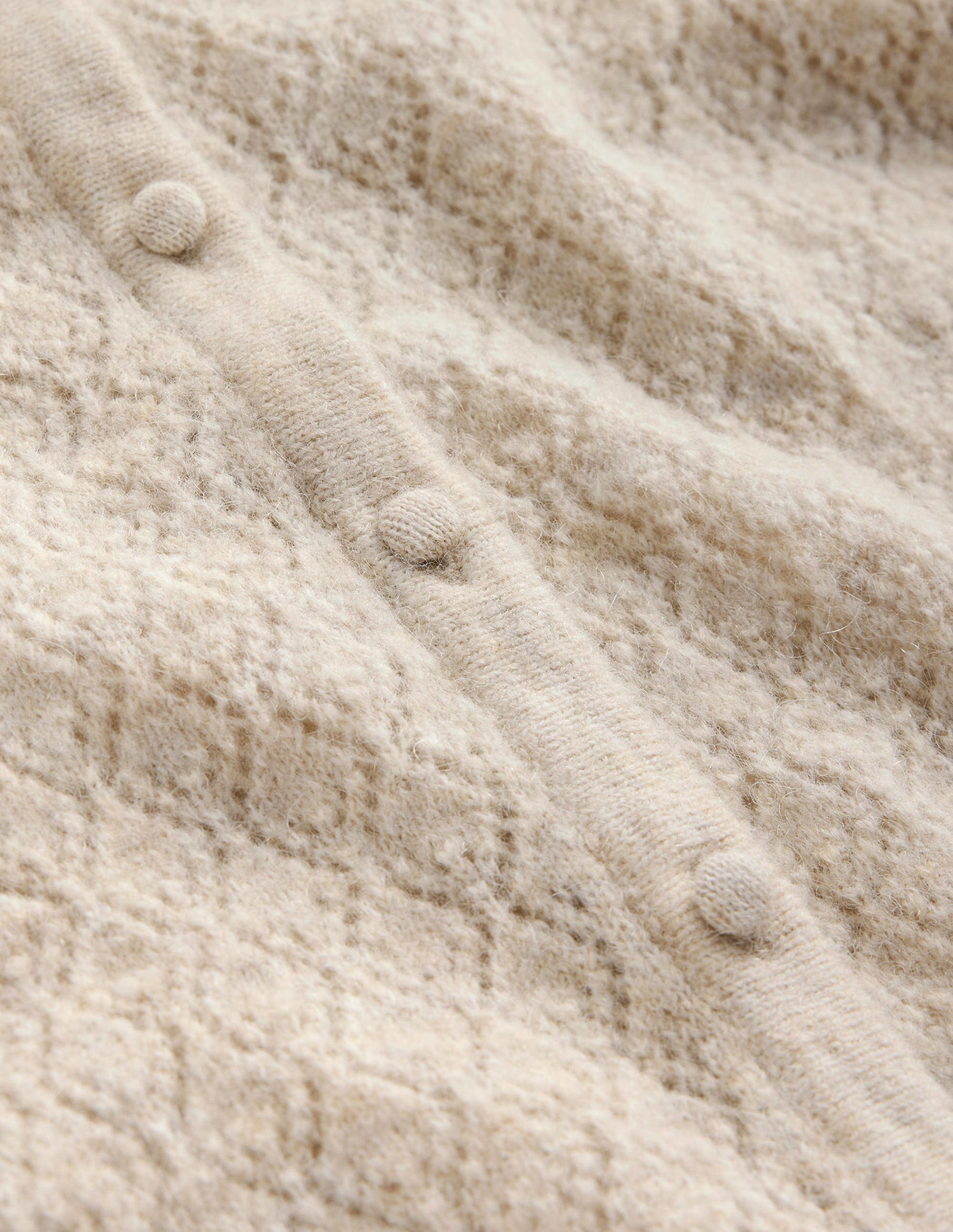 Fluffy Pointelle Cardigan-Oatmeal Melange-7